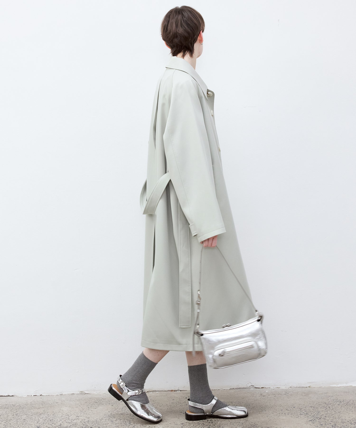 Oversized Raglan Sleeve Long Coat with Belt