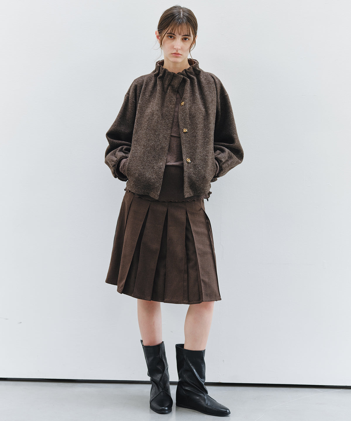 「10月下旬出荷予定」Wool-Like Balloon Flare Skirt