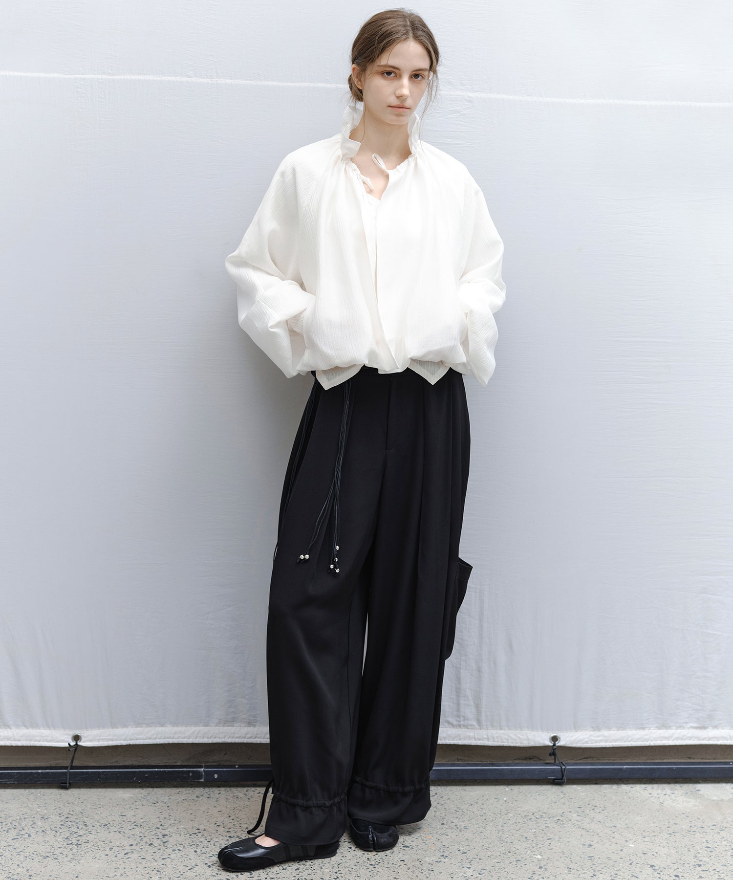 Sheer Gathered Neck Light Jacket