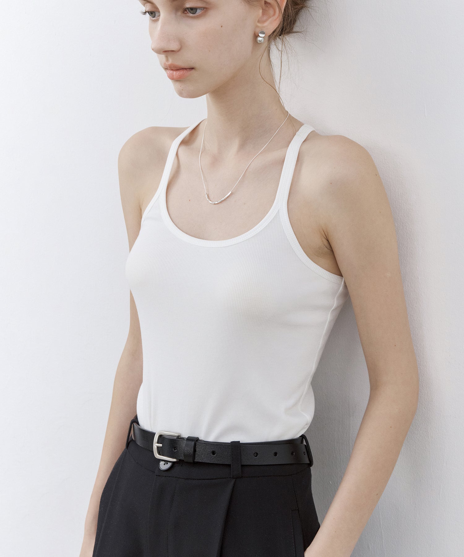 Stretch Ribbed U-Neck Tank Top