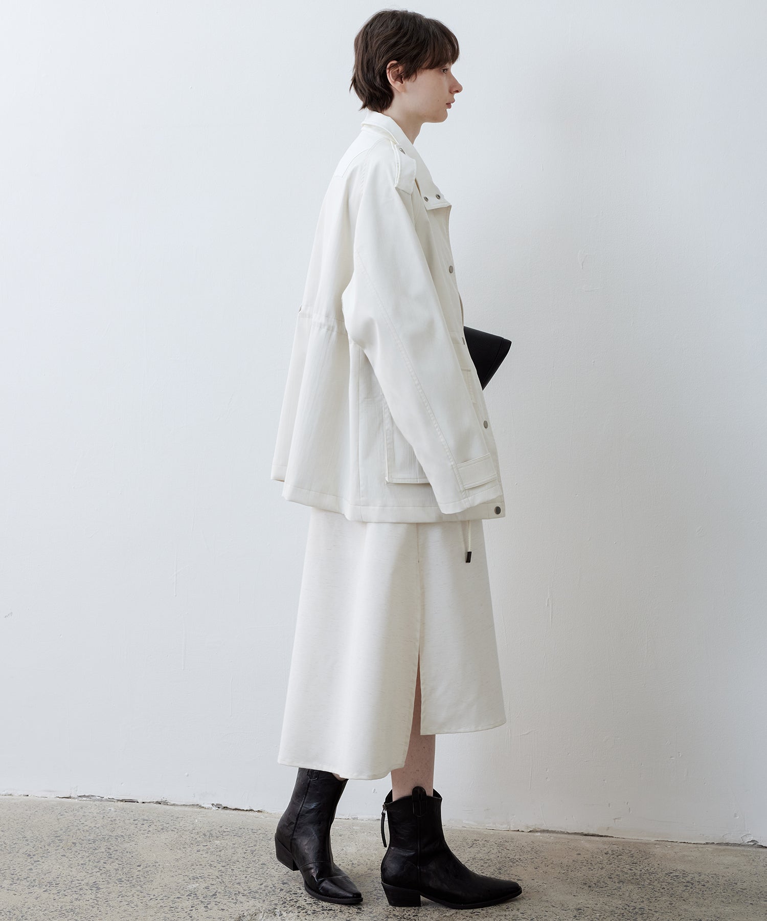 Back-Drape Sleeveless 미디 드레스