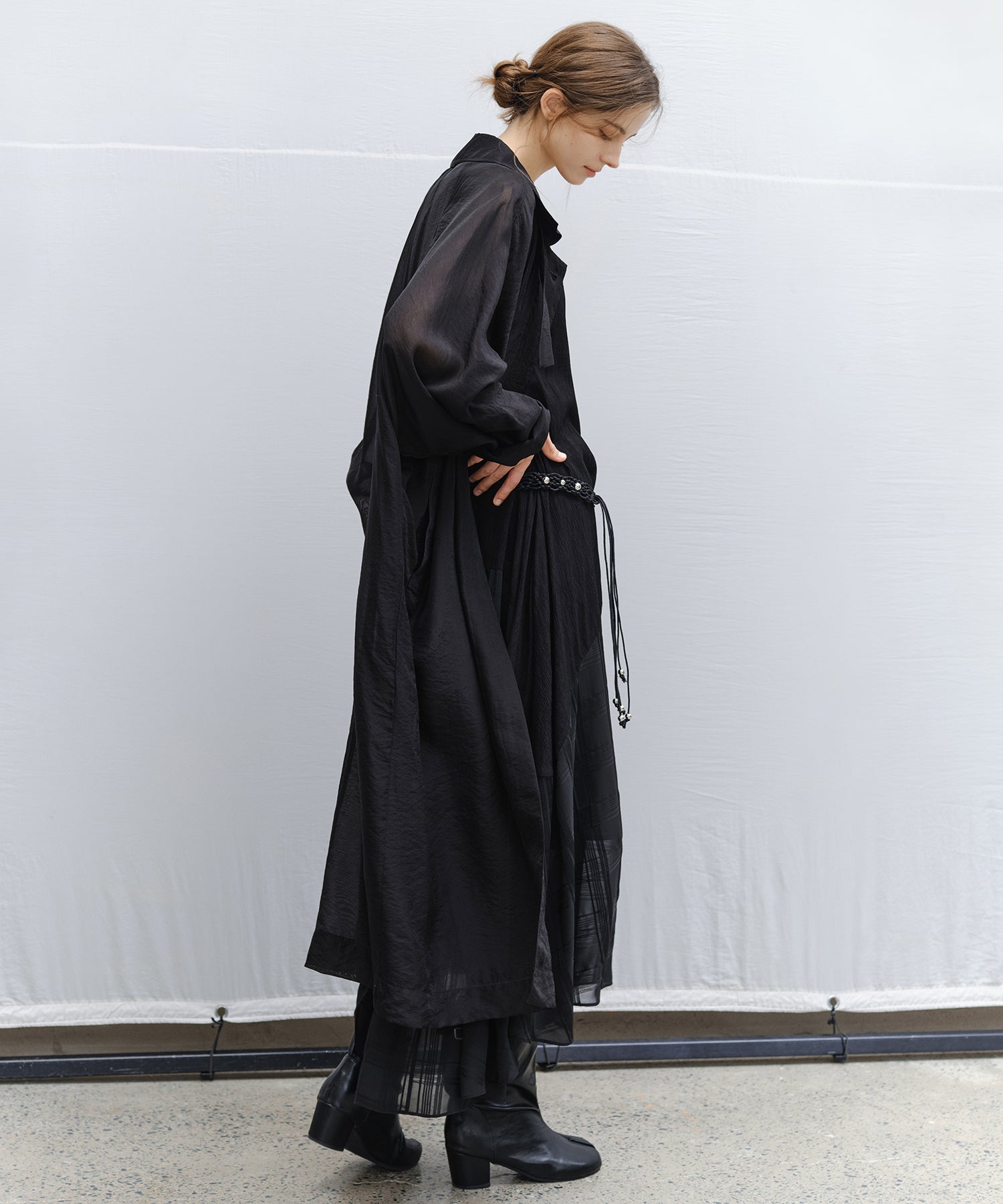 Silk Blend Sheer Long Coat