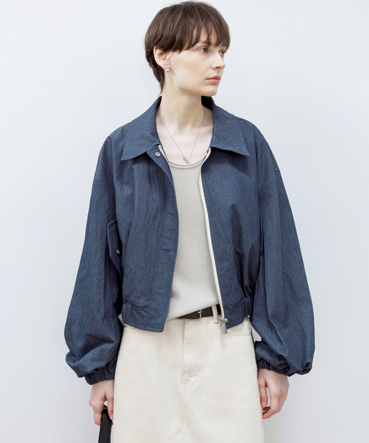 Balloon Sleeve Cropped Blouson