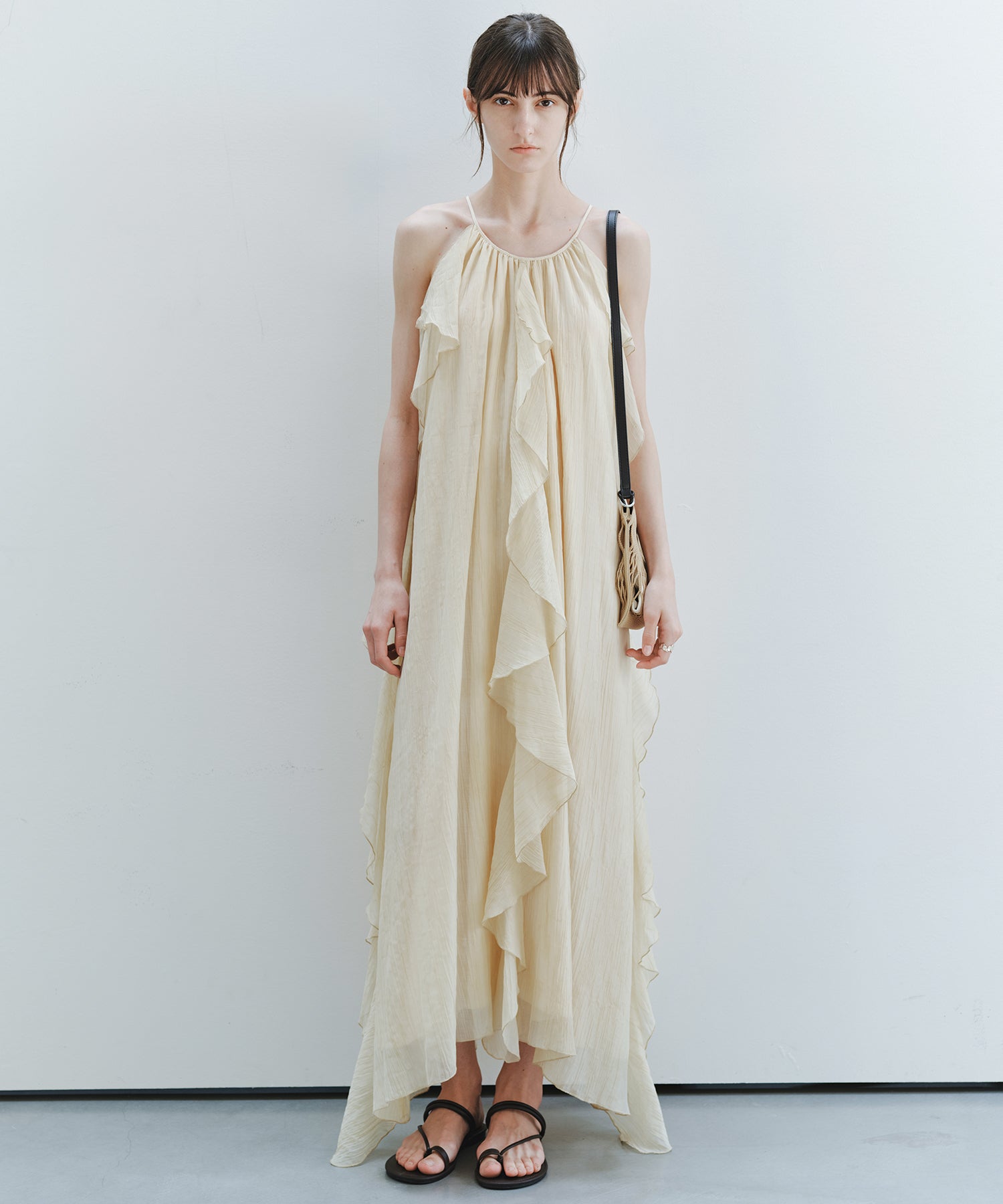 「7月中旬～下旬出荷」Sheer Ruffle Asymmetric Cami Dress