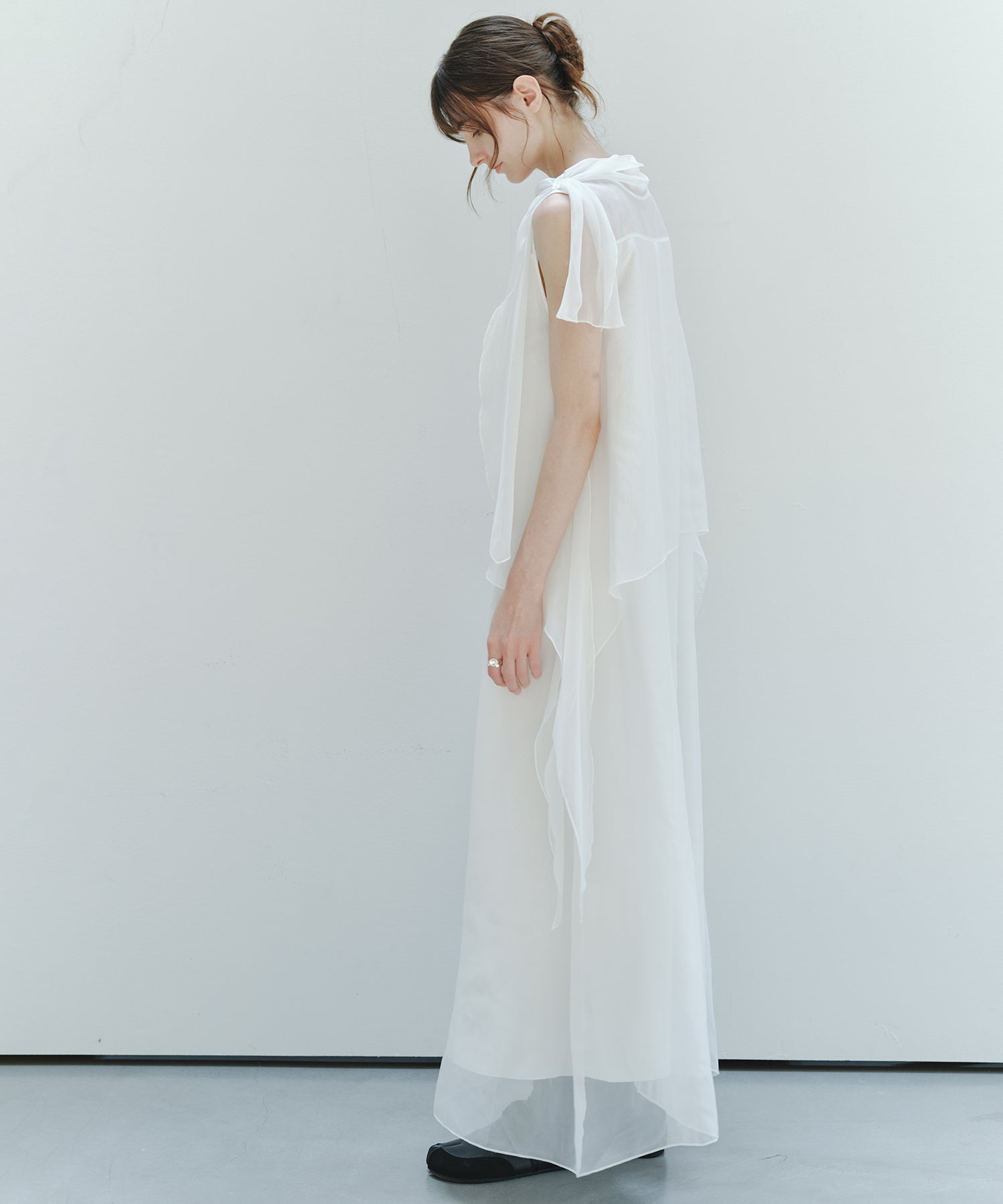「7月中旬～下旬出荷」Sheer Draped Scarf Dress