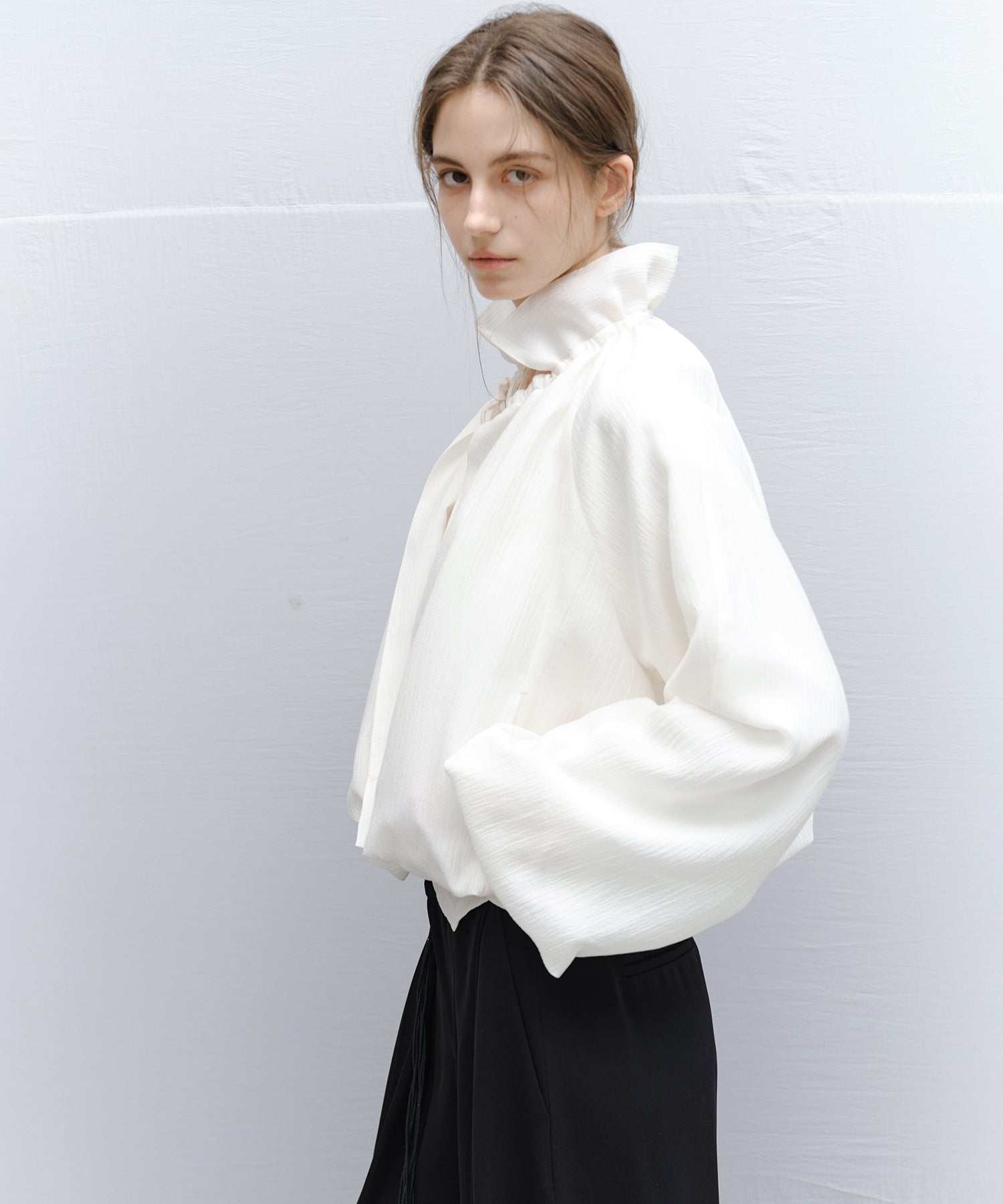 Sheer Gathered Neck Light Jacket