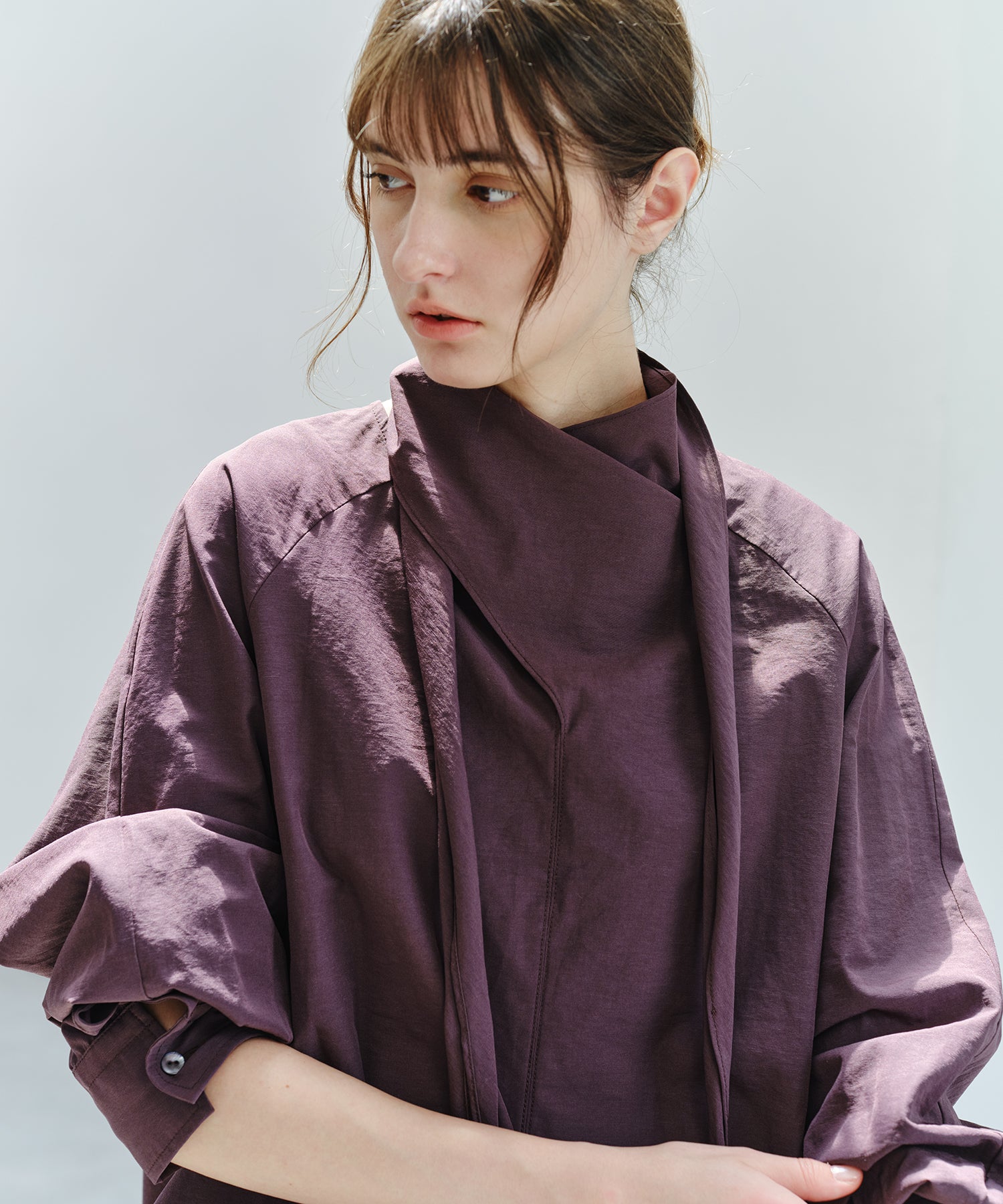 「9月下旬出荷予定」Cross Stole Collar Oversized Shirt
