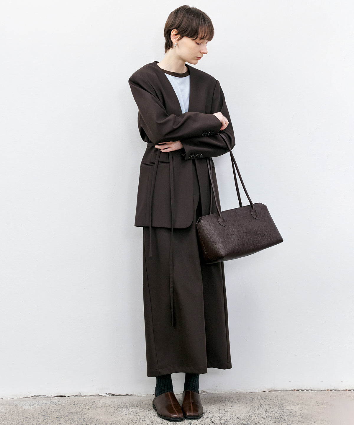 Collarless Oversized Tailored Jacket