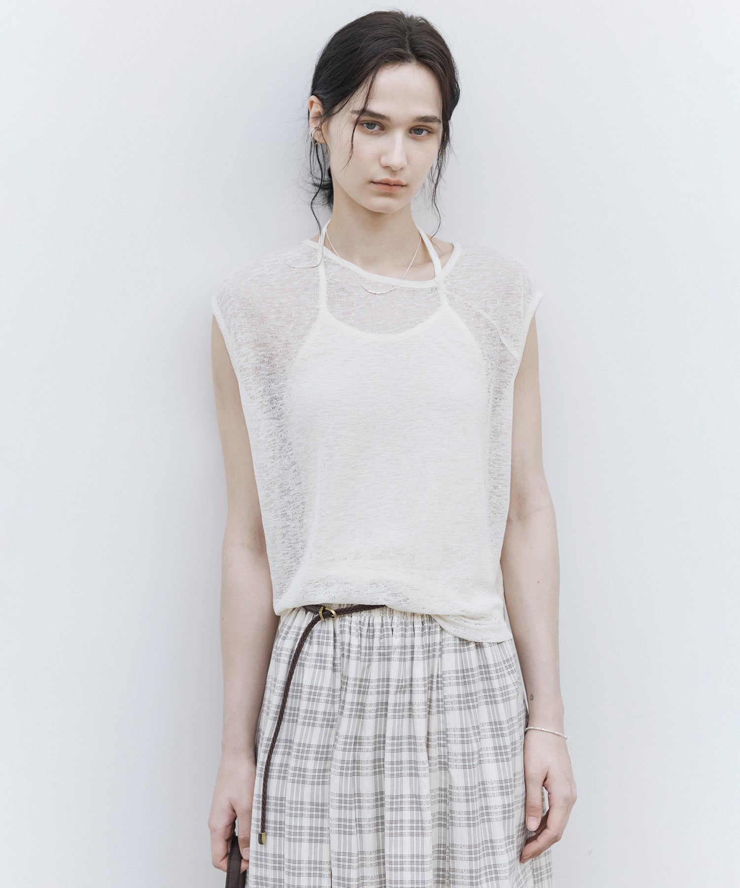 Sheer Asymmetric Sleeveless Top