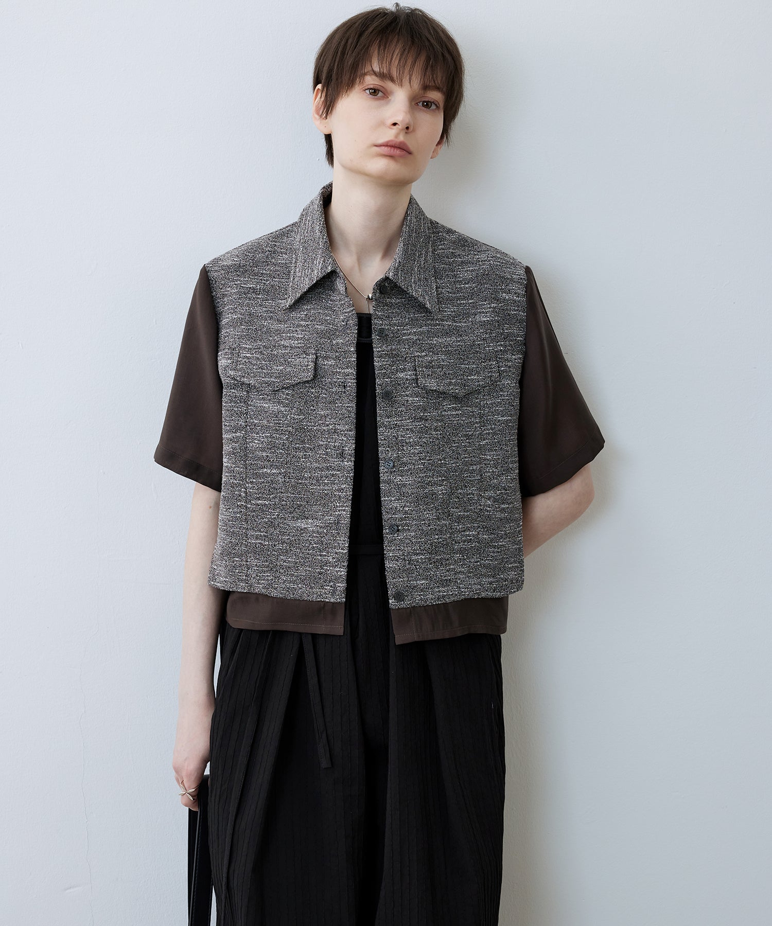 Textured Combo Cropped Shirt