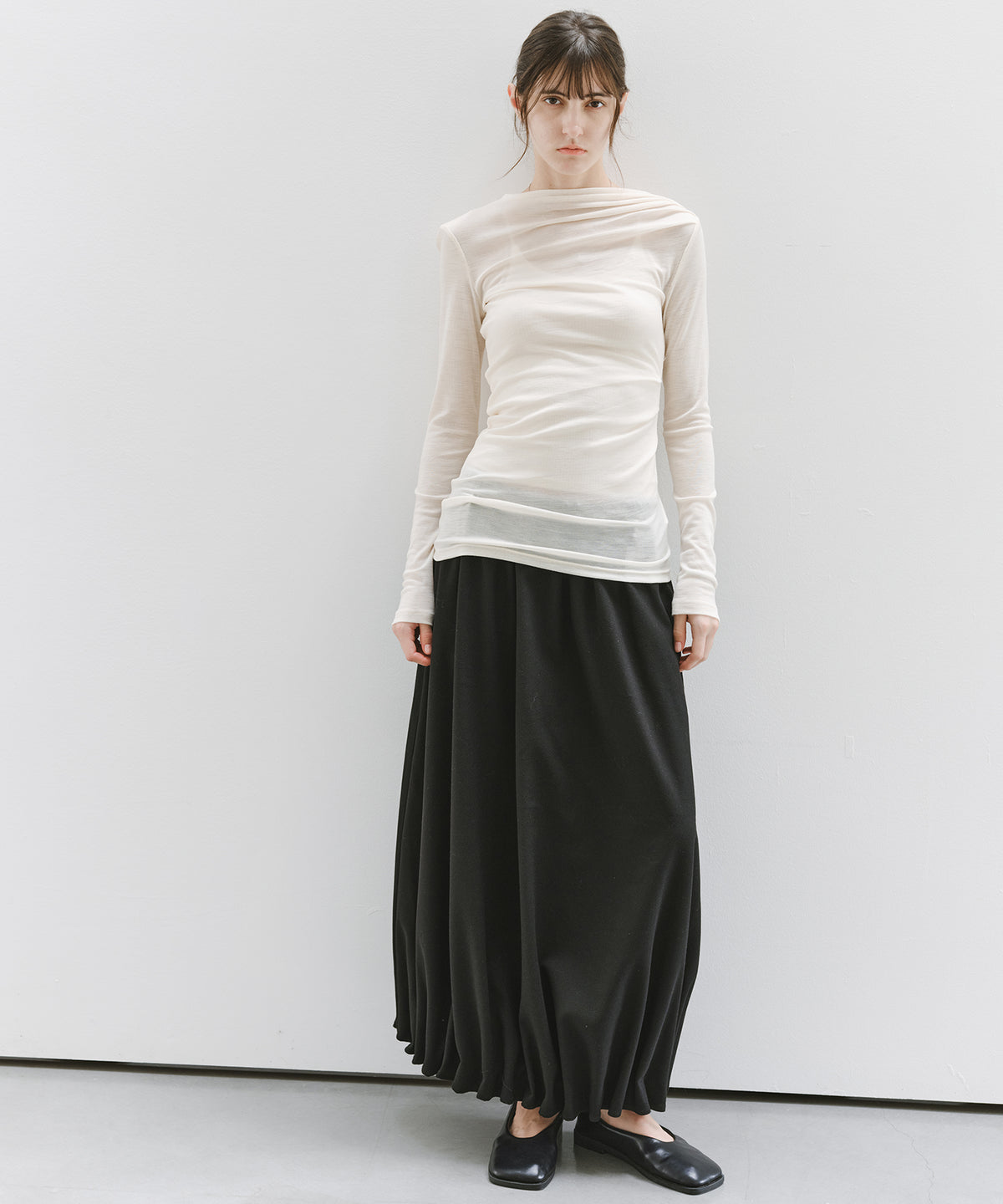 「10月下旬出荷予定」Wool-Like Balloon Flare Skirt