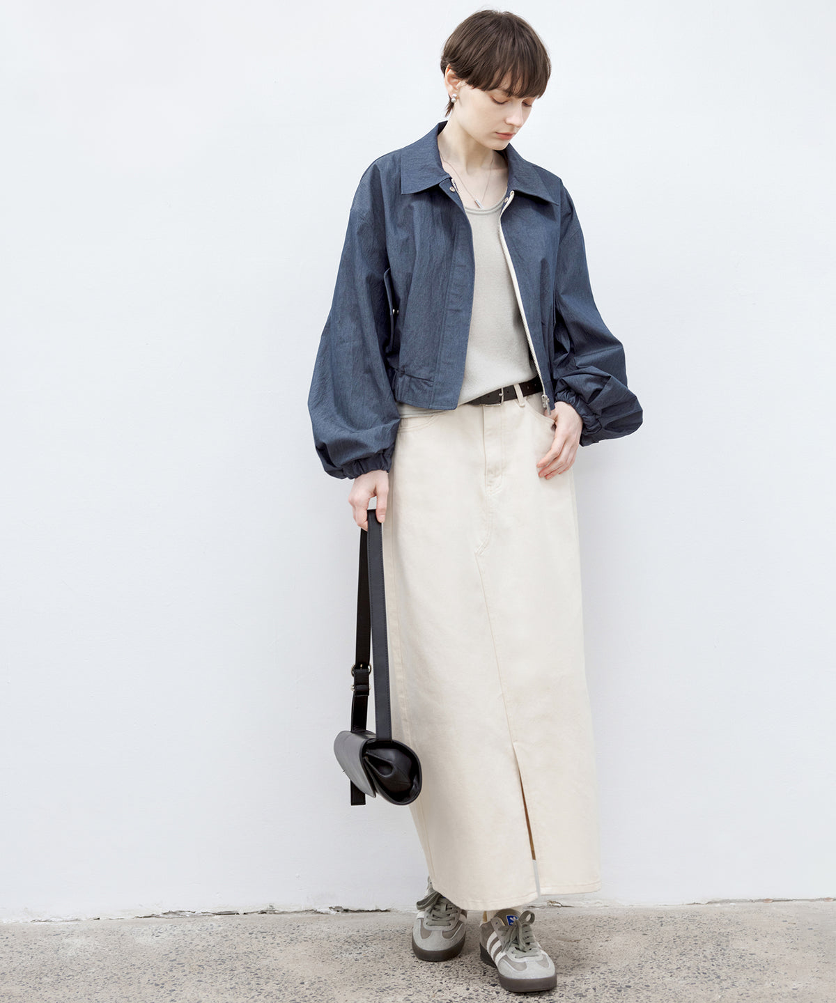 Balloon Sleeve Cropped Blouson