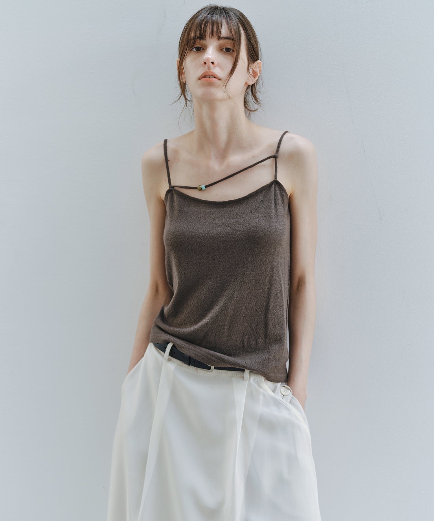 「8月中旬～下旬出荷」Wool Silk Beaded Strap Camisole