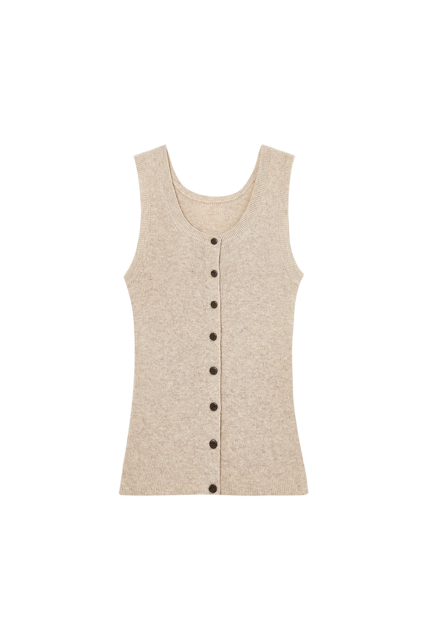 Front Button Soft Wool-Blend Knit Vest