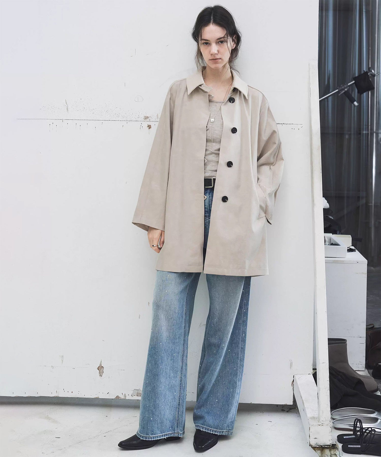 Oversized Corduroy Color-Block Long Coat