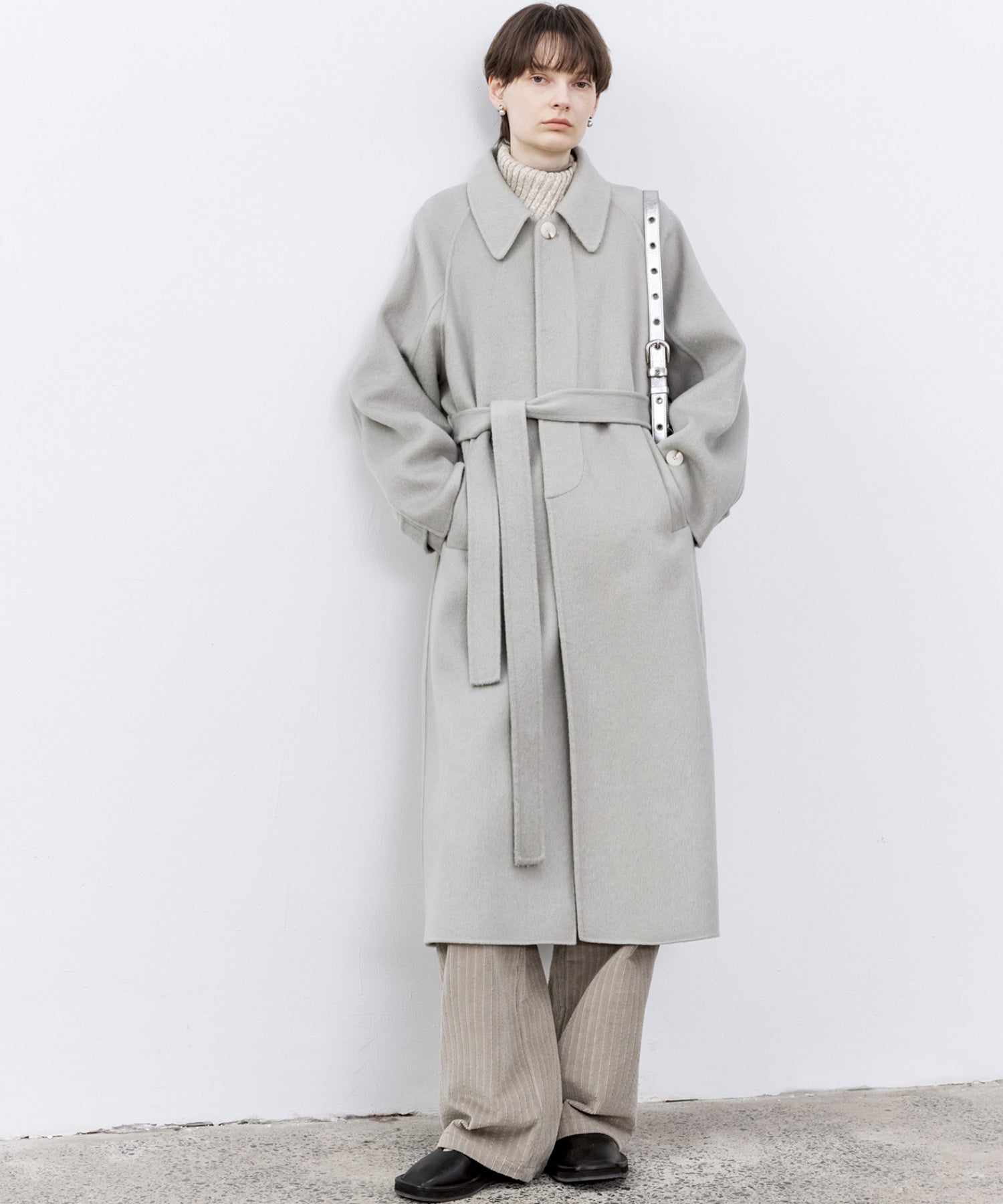 Raglan Sleeves Oversized Double-Faced Wool Coat