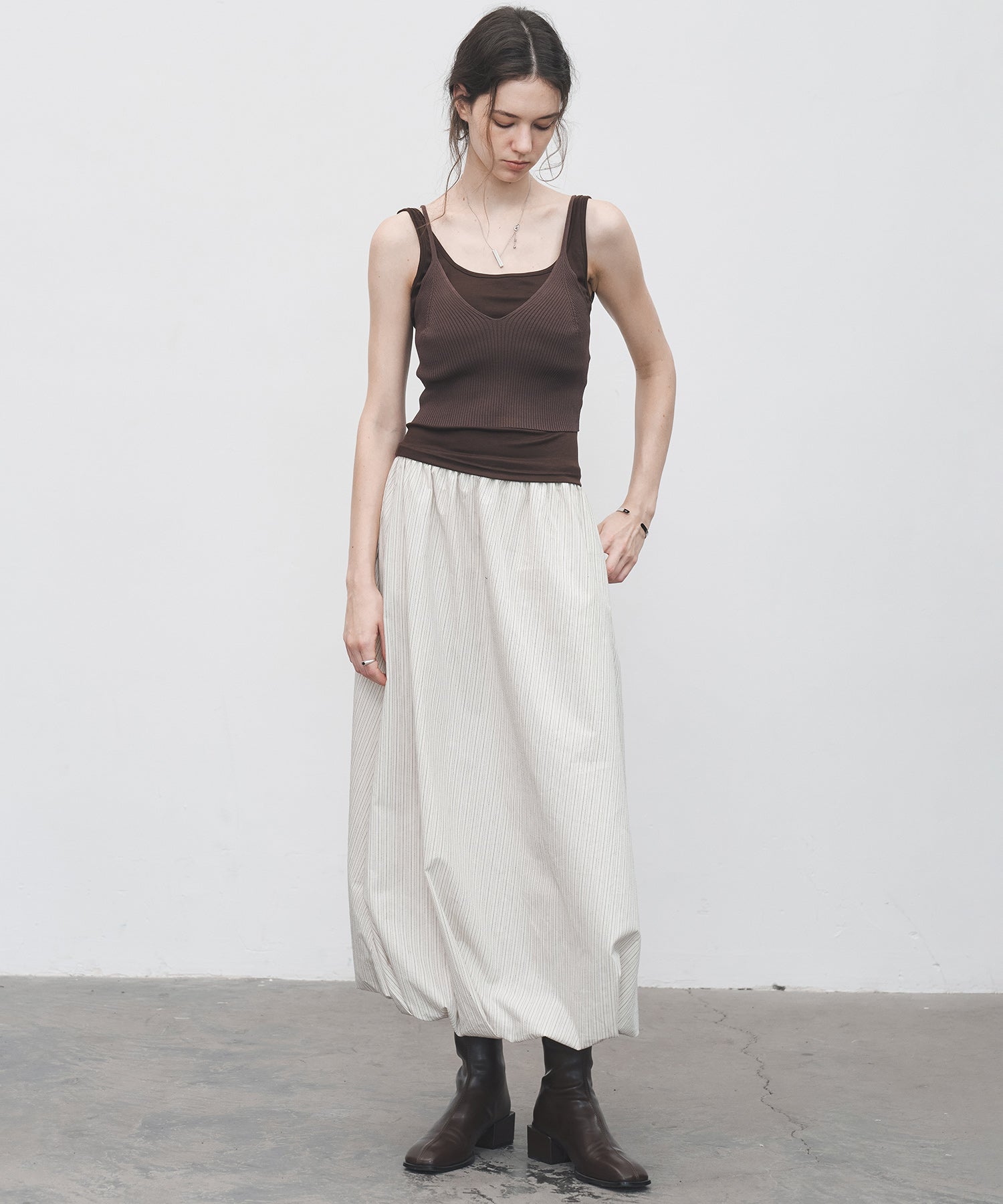 Twist-Detail Striped Balloon Skirt