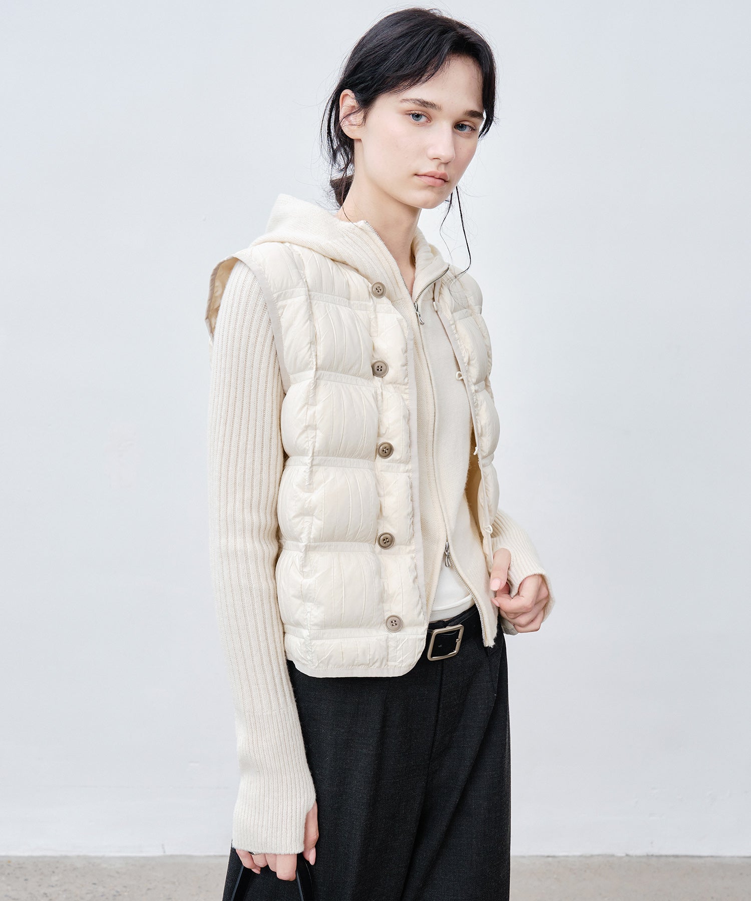 100% Wool Open Front Hooded Knit Cardigan