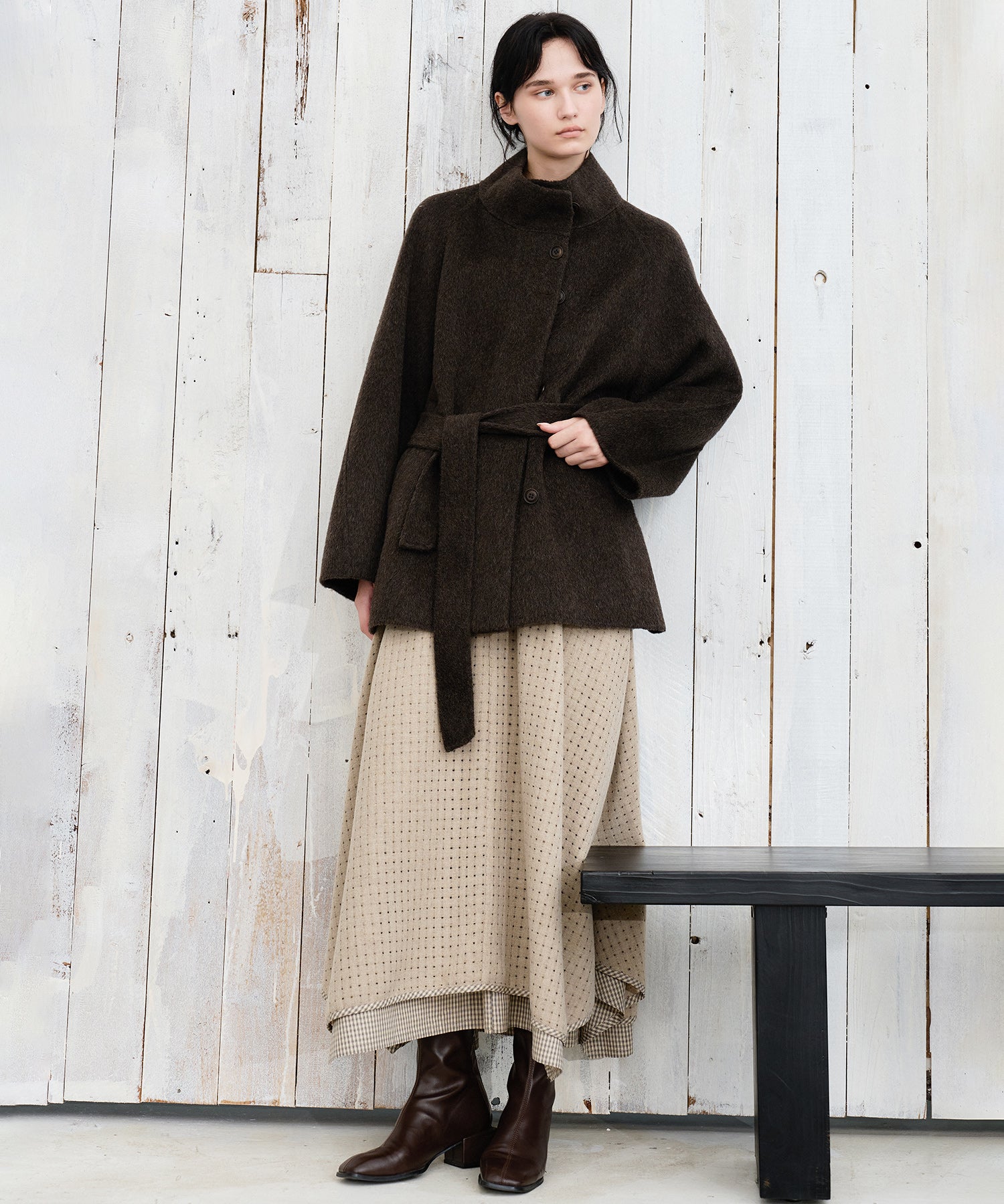 Wool Stand Collar Short Coat