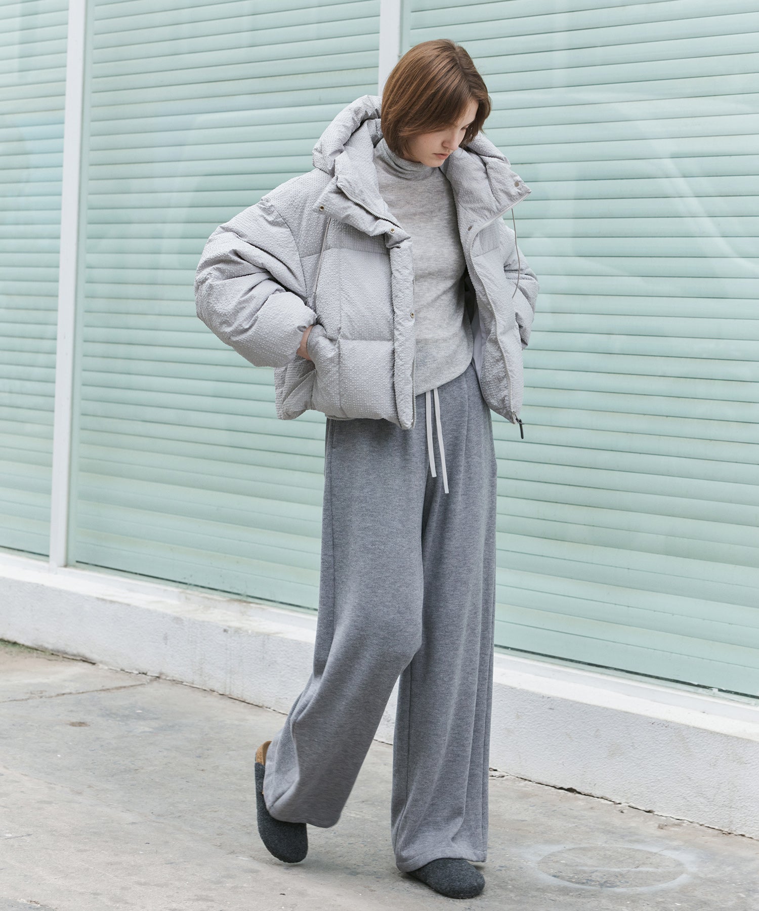 Knit Fleece Drawstring Wide Pants