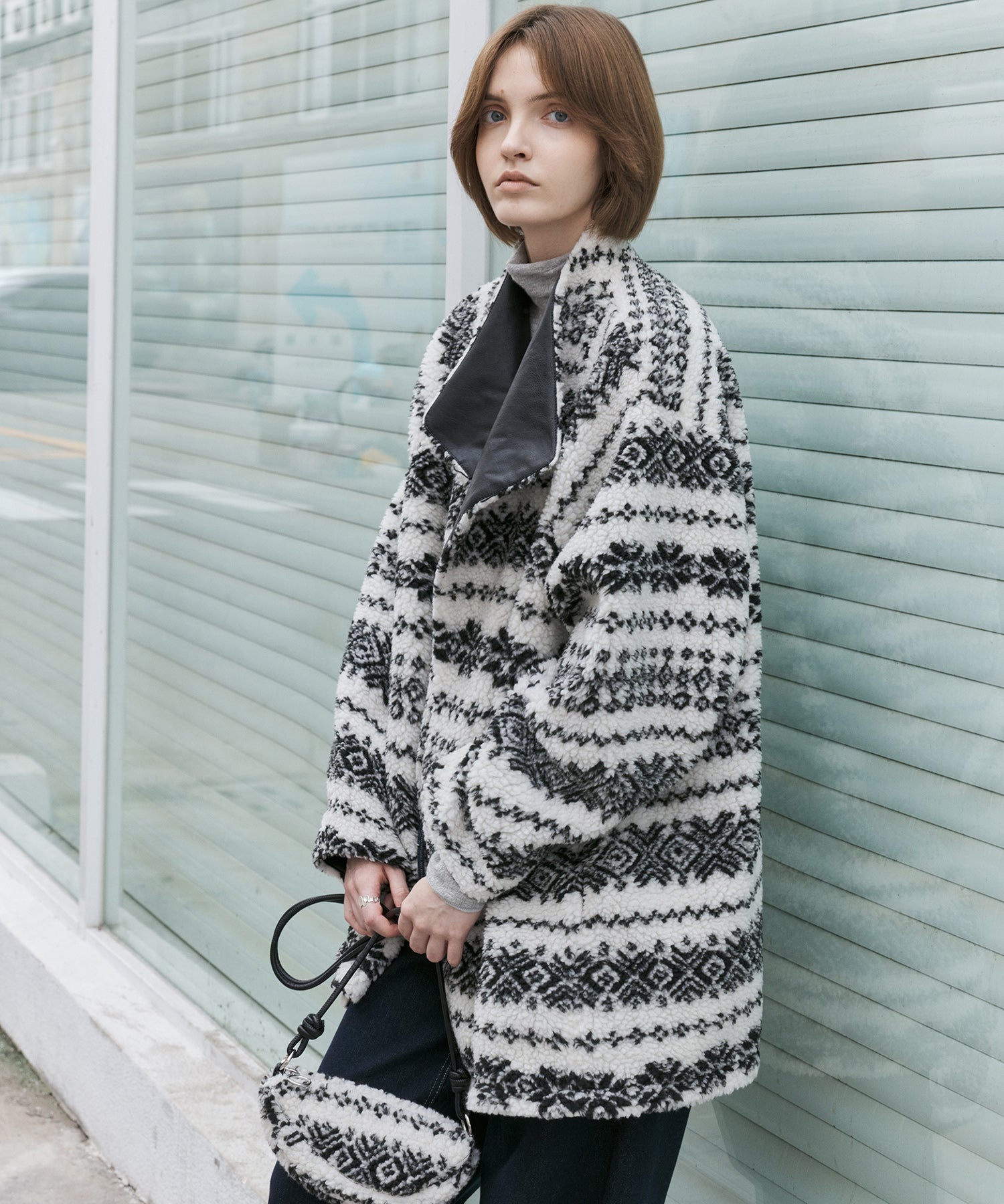 Fair Isle Relaxed Fit Fleece Jacket