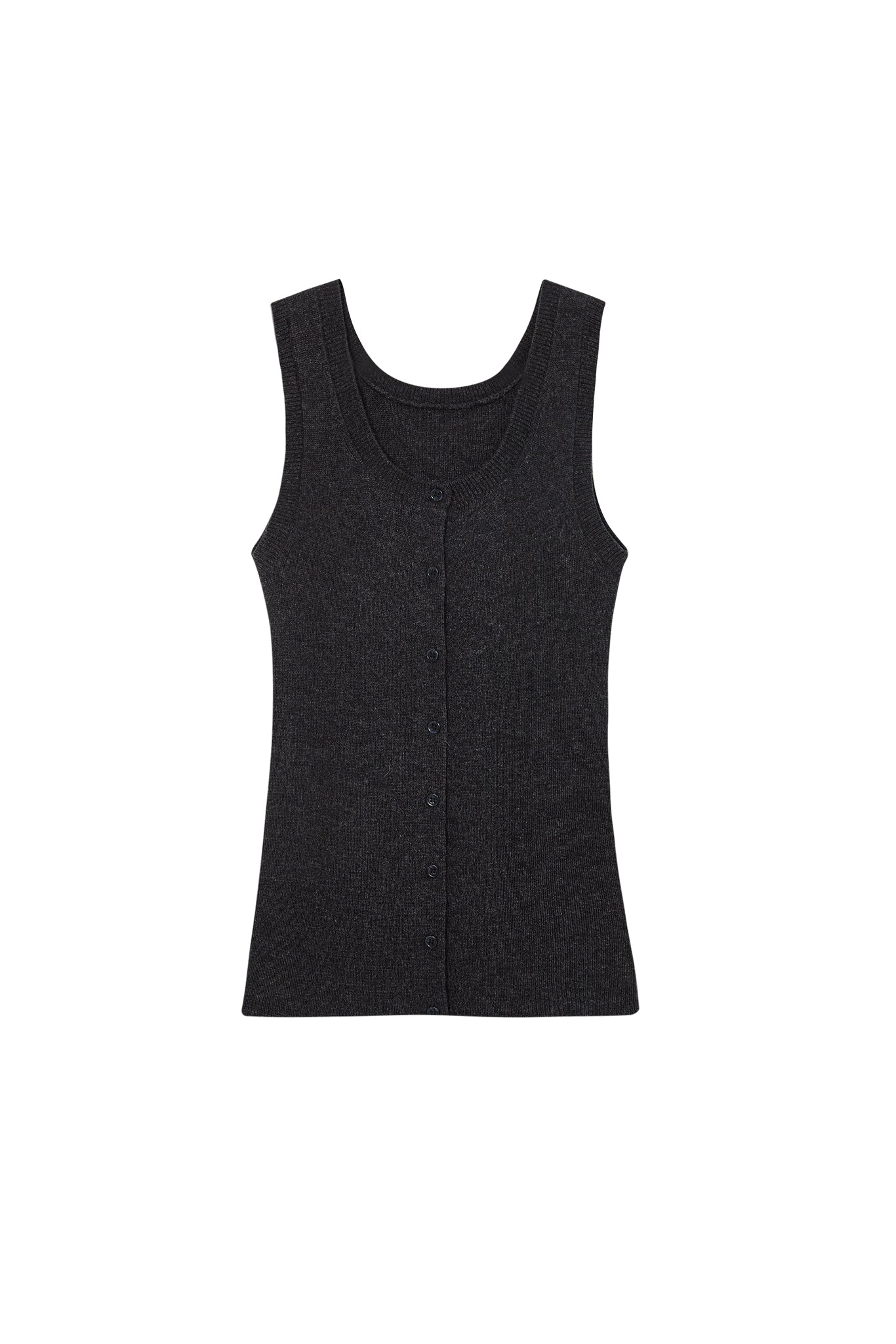 Front Button Soft Wool-Blend Knit Vest