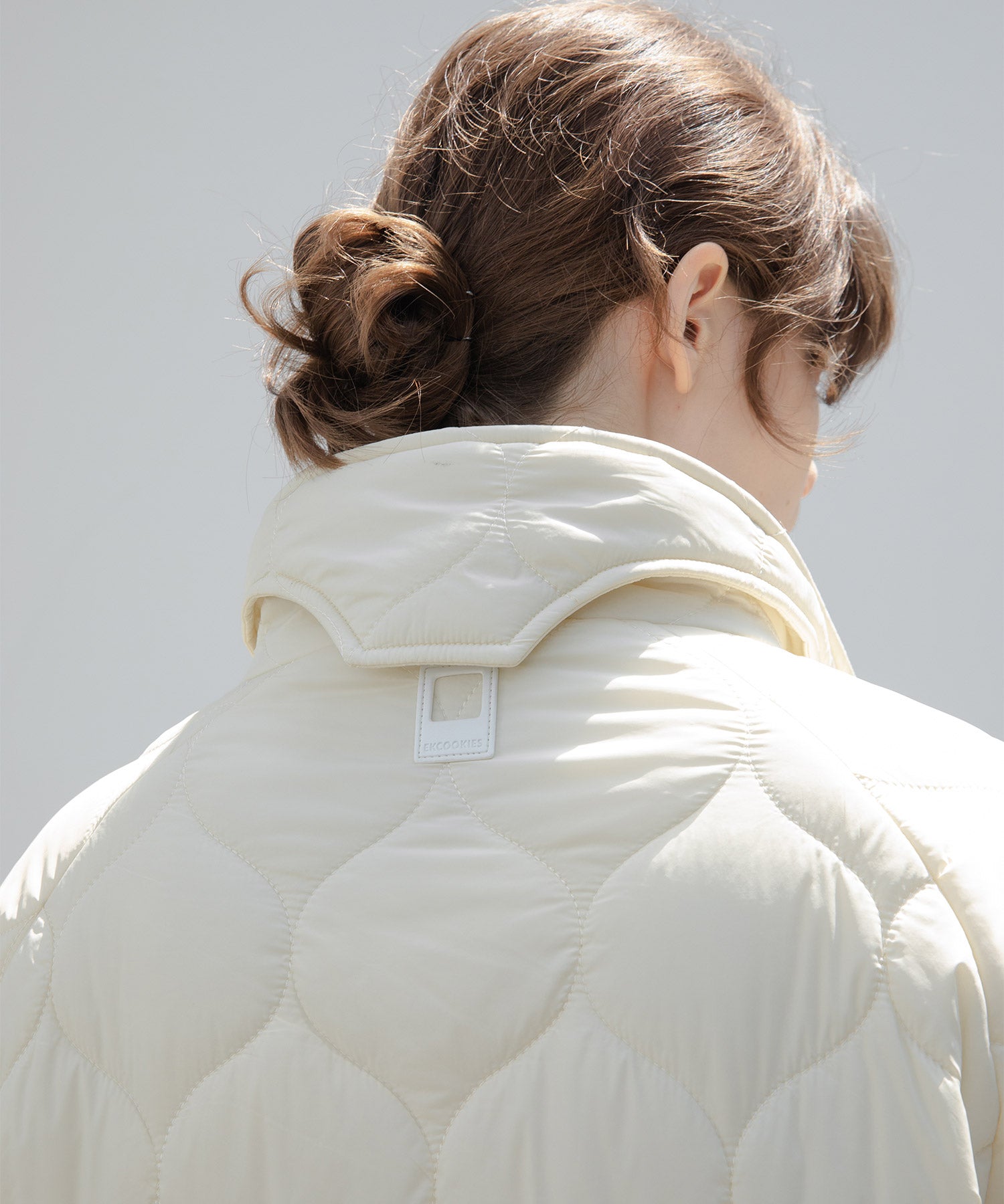 Irregular hem oversized volume quilted long coat 