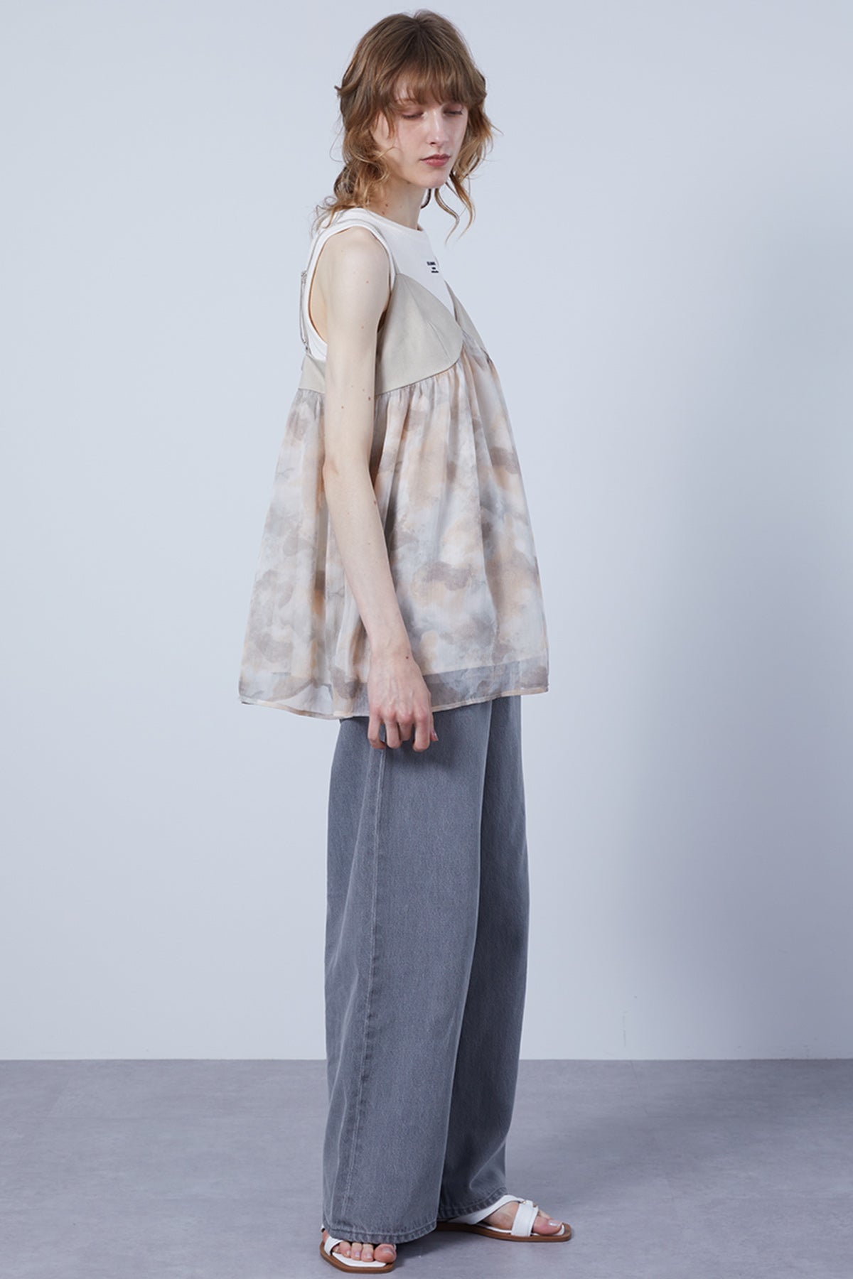 Nuance Flower Tulle Camisole Tunic