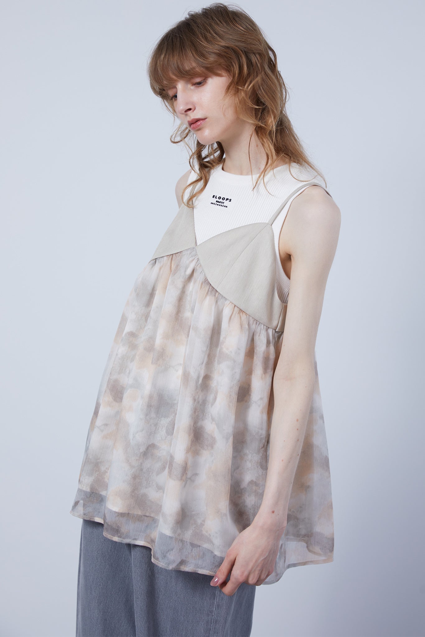 Nuance Flower Tulle Camisole Tunic