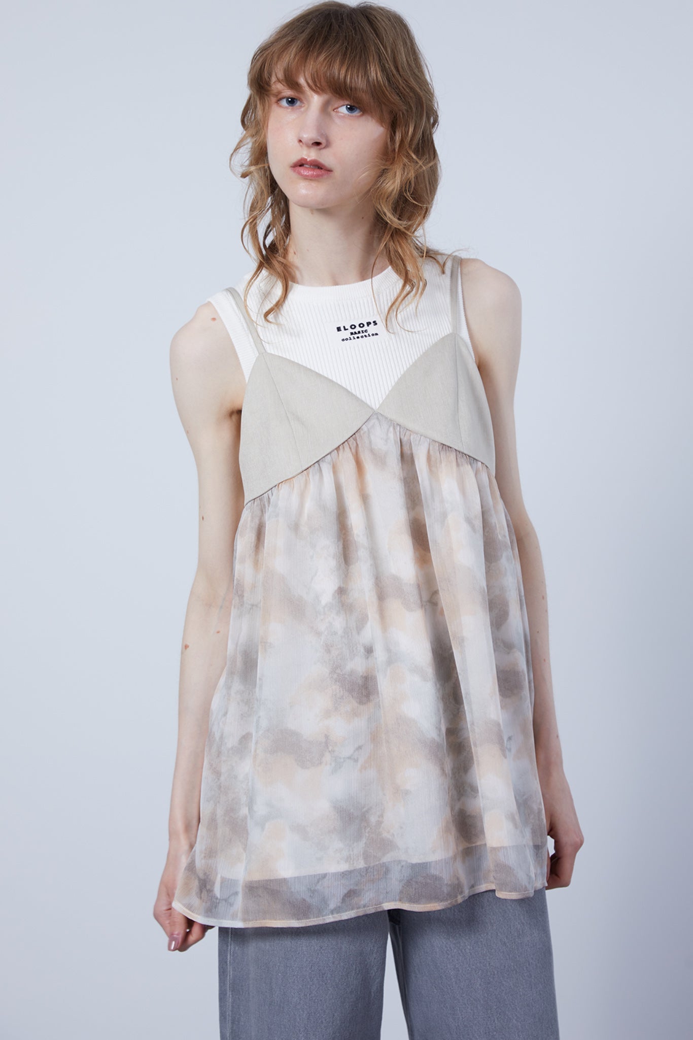 Nuance Flower Tulle Camisole Tunic