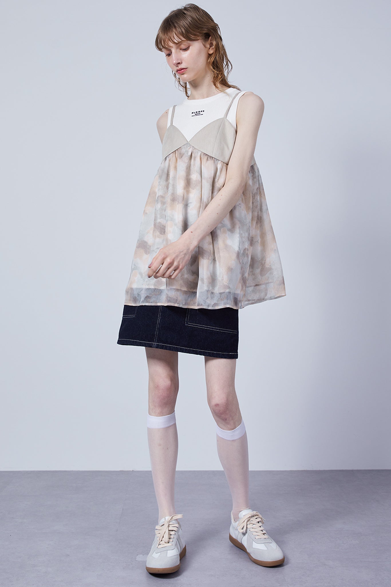 Nuance Flower Tulle Camisole Tunic