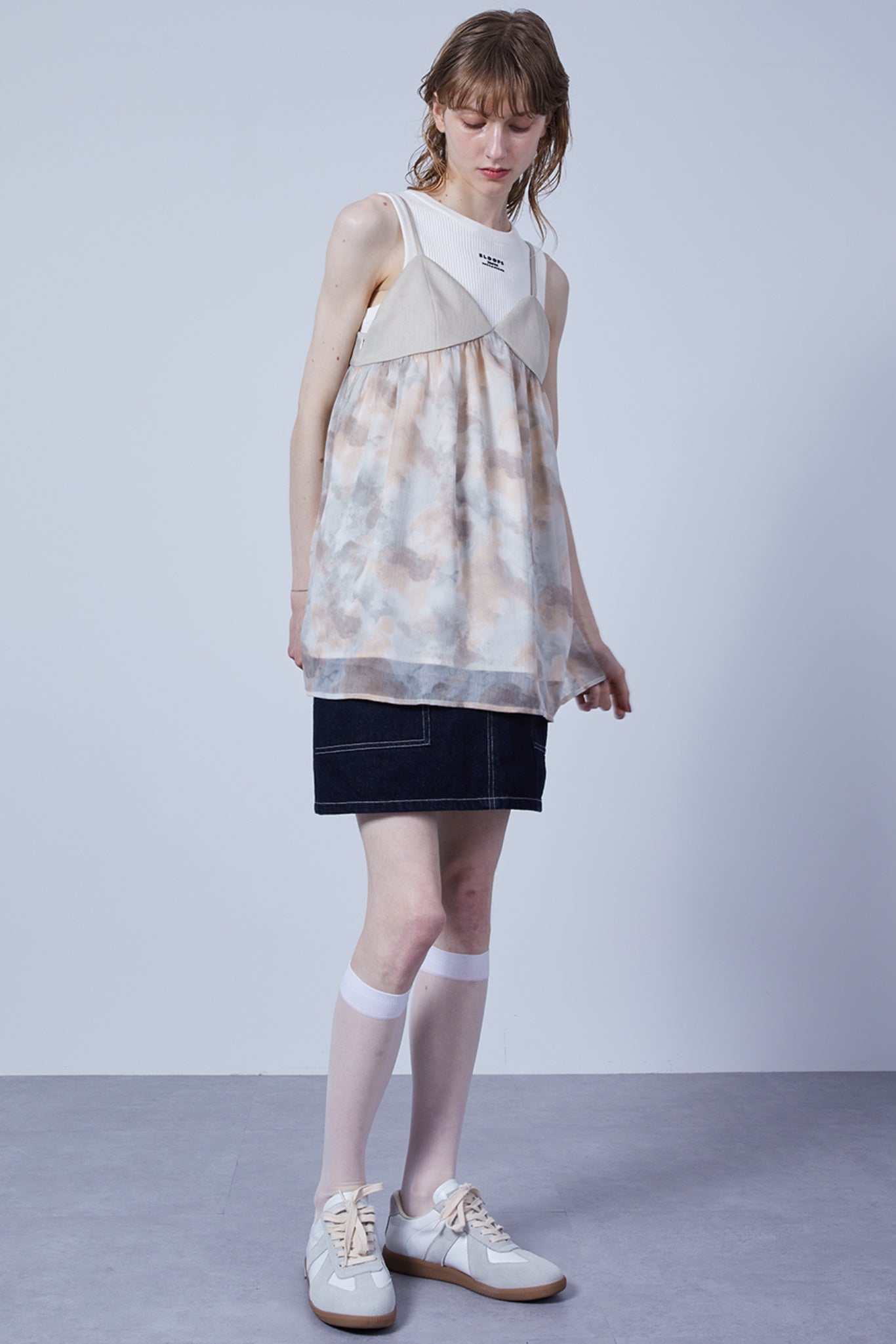 Nuance Flower Tulle Camisole Tunic