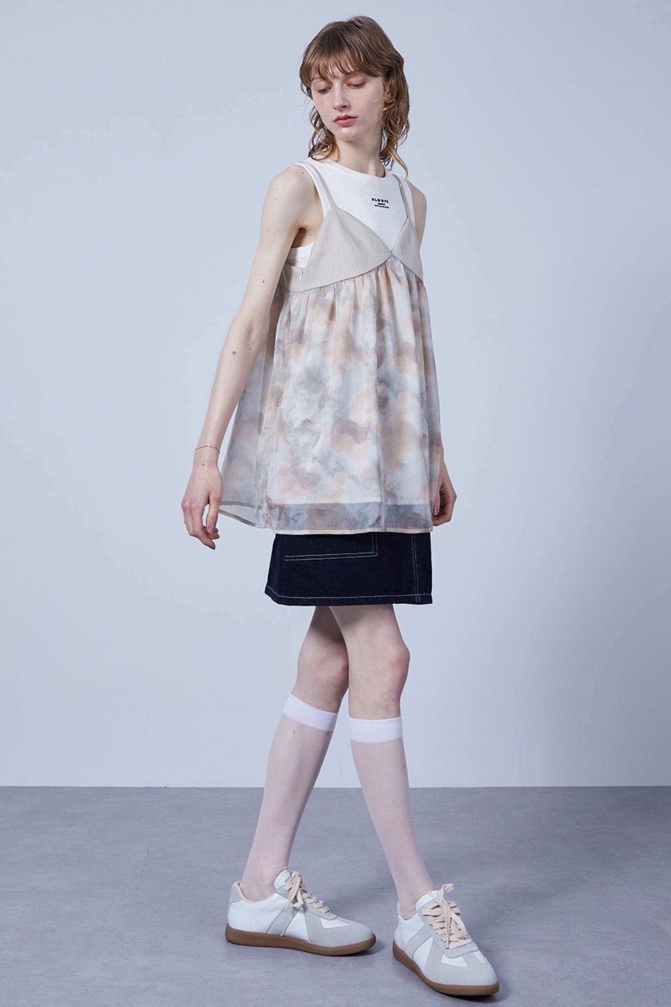 Nuance Flower Tulle Camisole Tunic