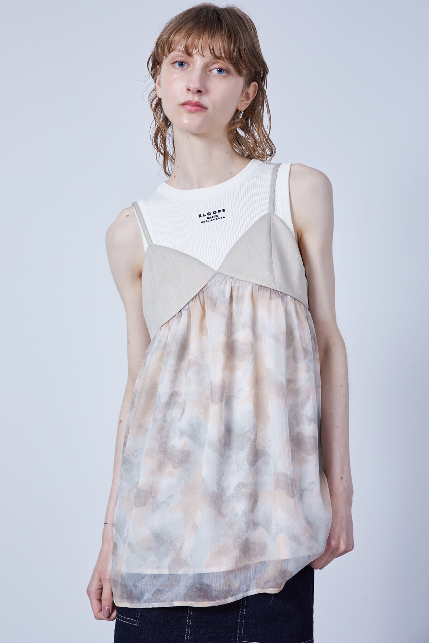 Nuance Flower Tulle Camisole Tunic
