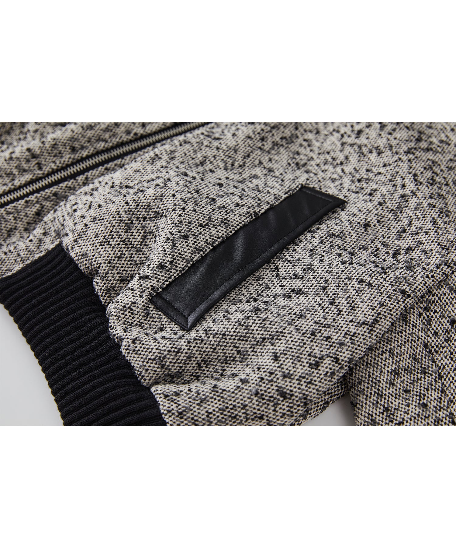 Textured Panel Short Puffer Jacket with Ribbed Stand Collar