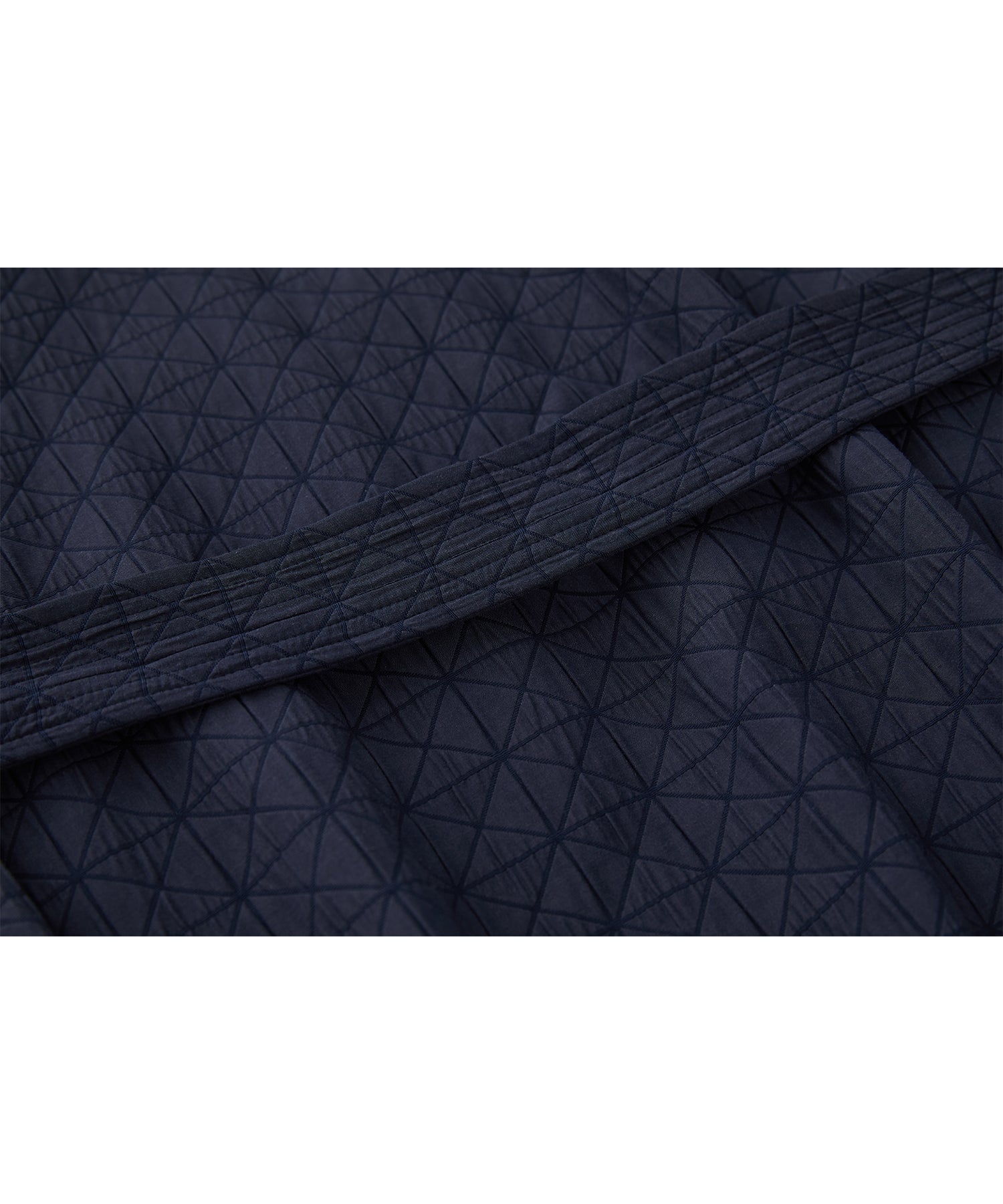 Diamond Jacquard Quilted Down Coat – Belt &amp; Scarf Set