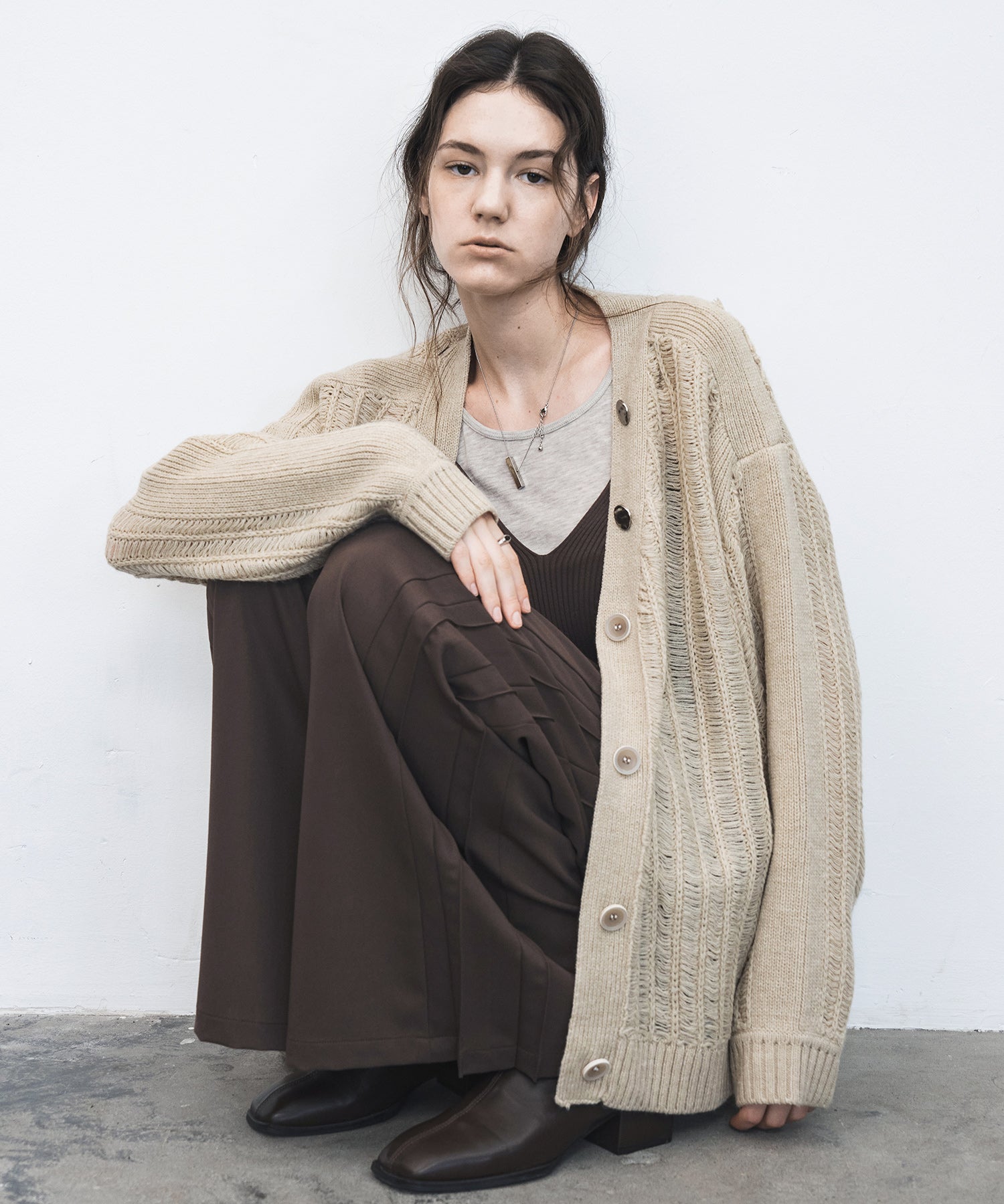 3D Textured Knit  Loose Fit Cardigan