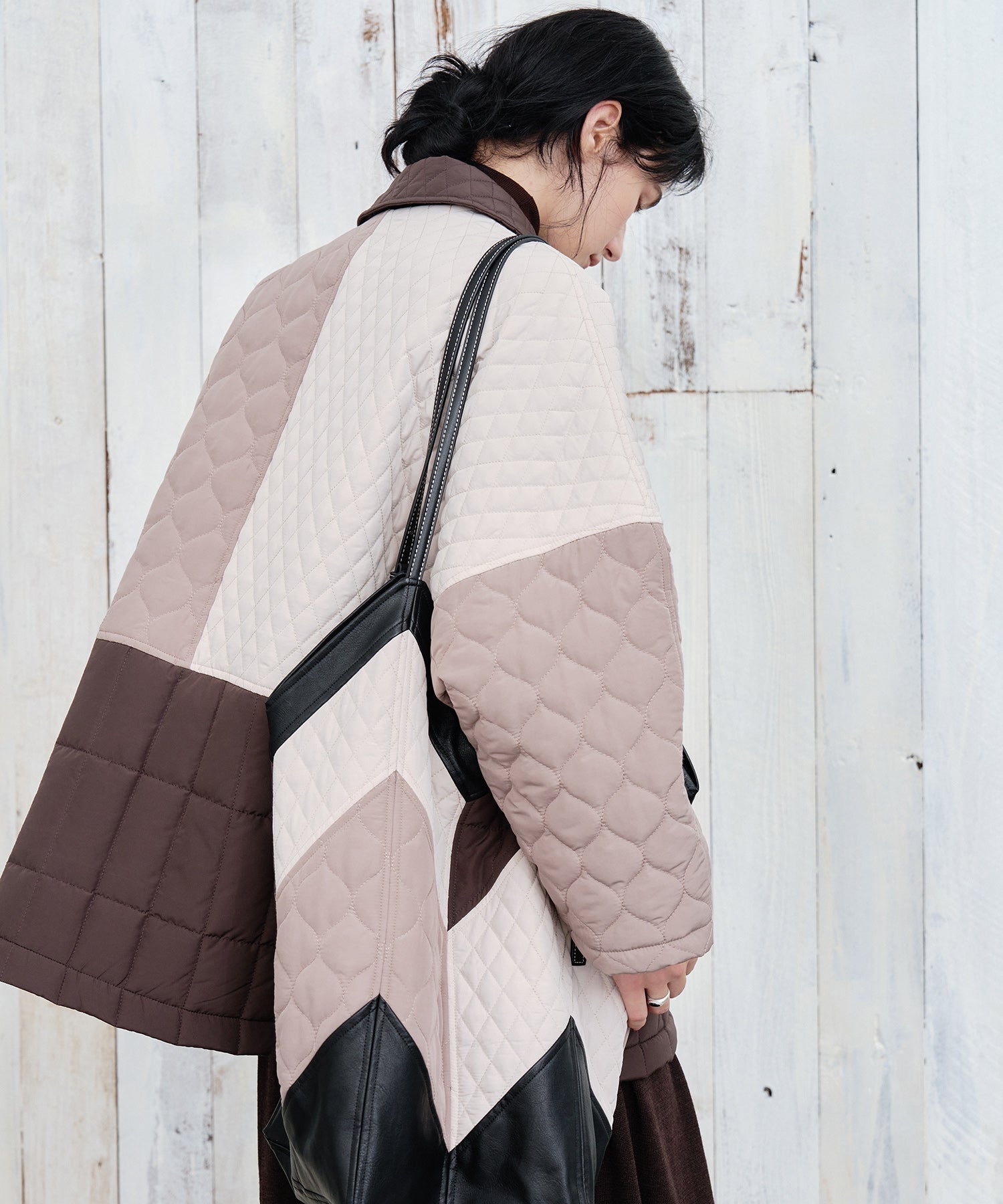 Geometric Colorblock Quilted Jacket