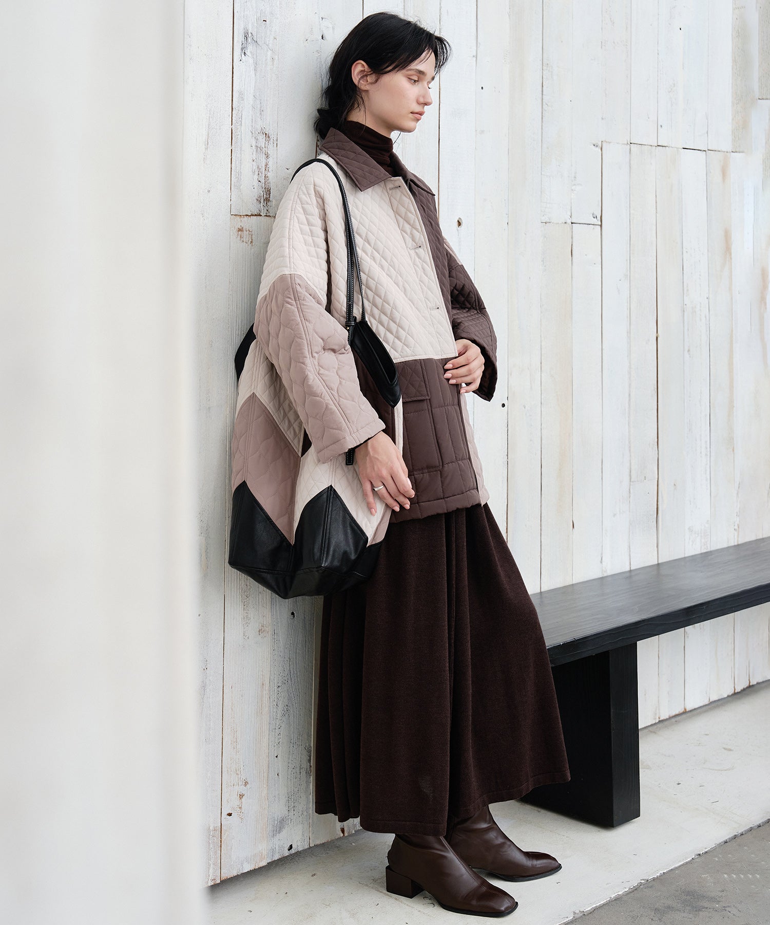 Geometric Colorblock Quilted Jacket