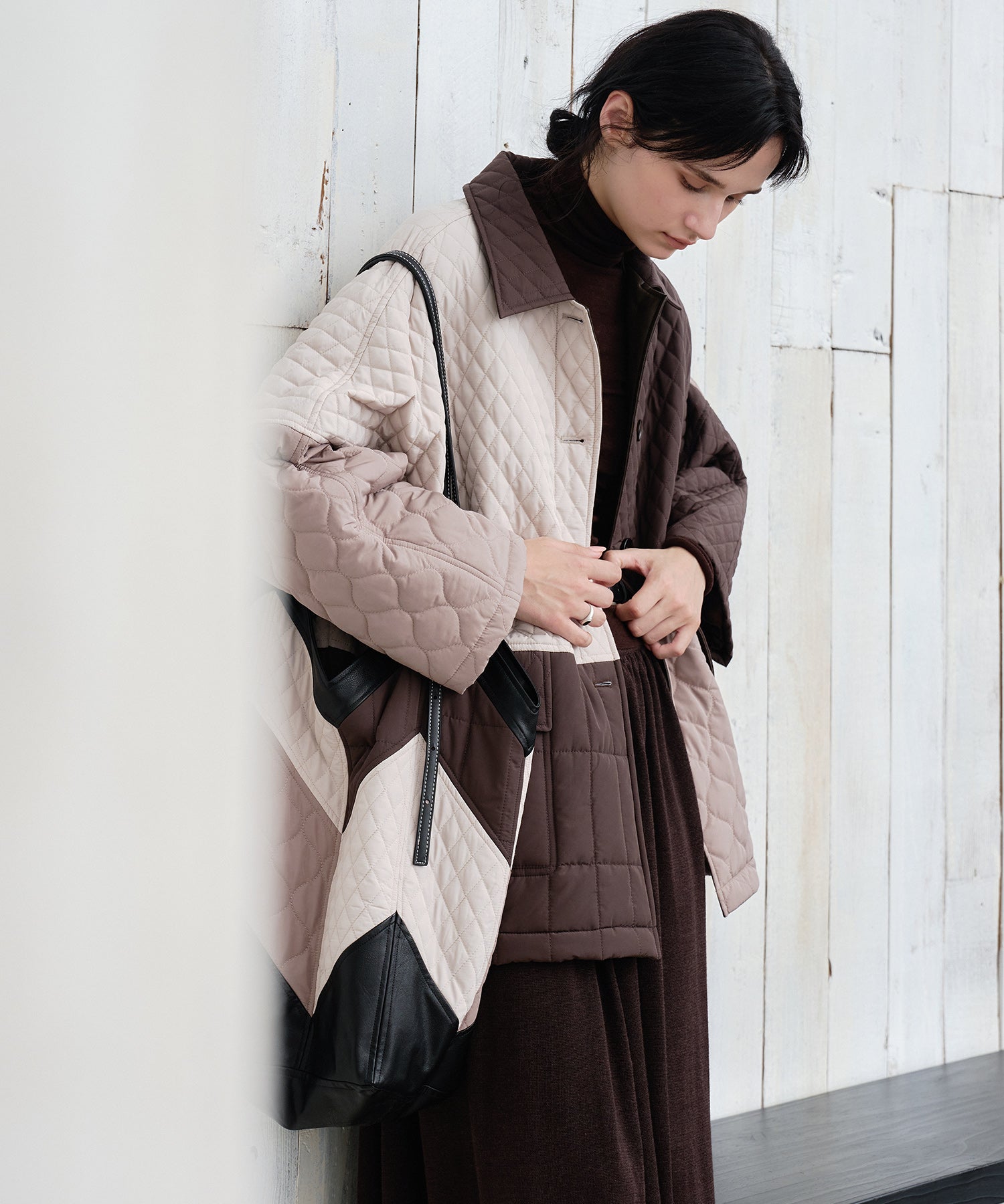 Geometric Colorblock Quilted Jacket