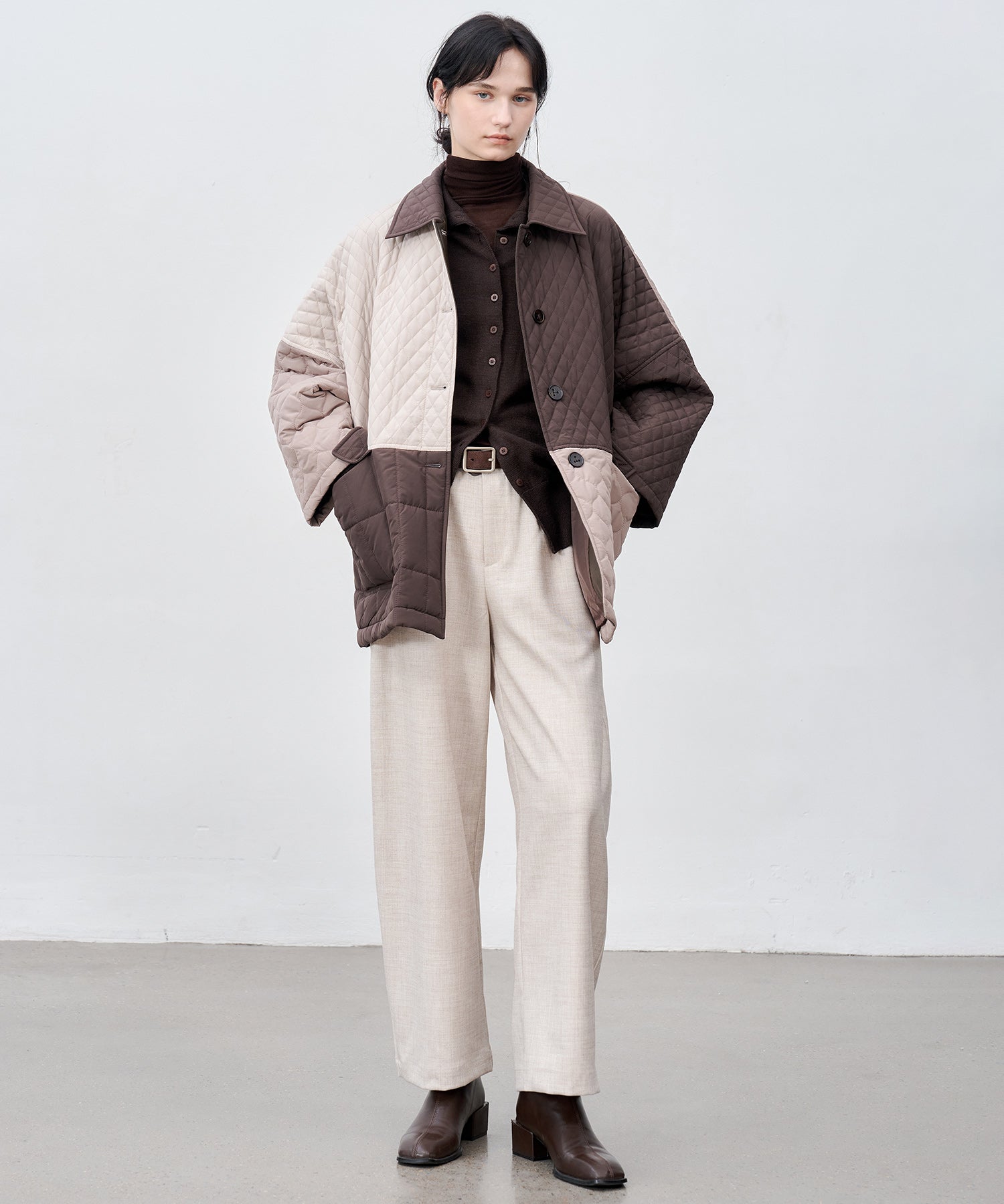 Geometric Colorblock Quilted Jacket