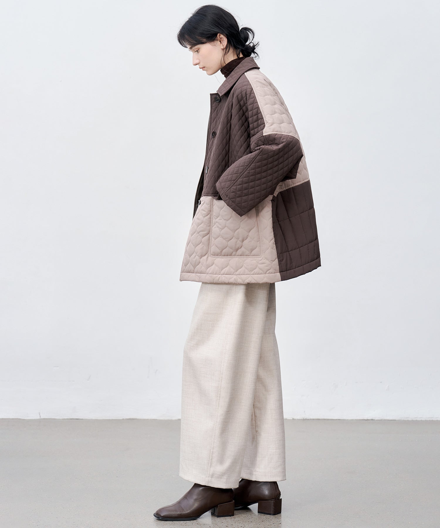 Geometric Colorblock Quilted Jacket