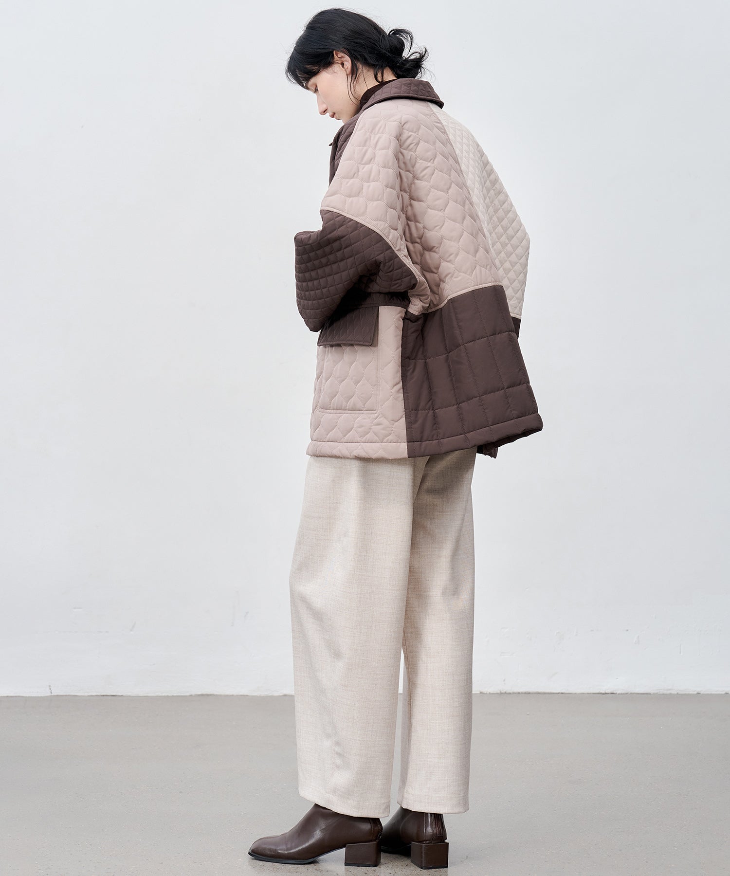 Geometric Colorblock Quilted Jacket