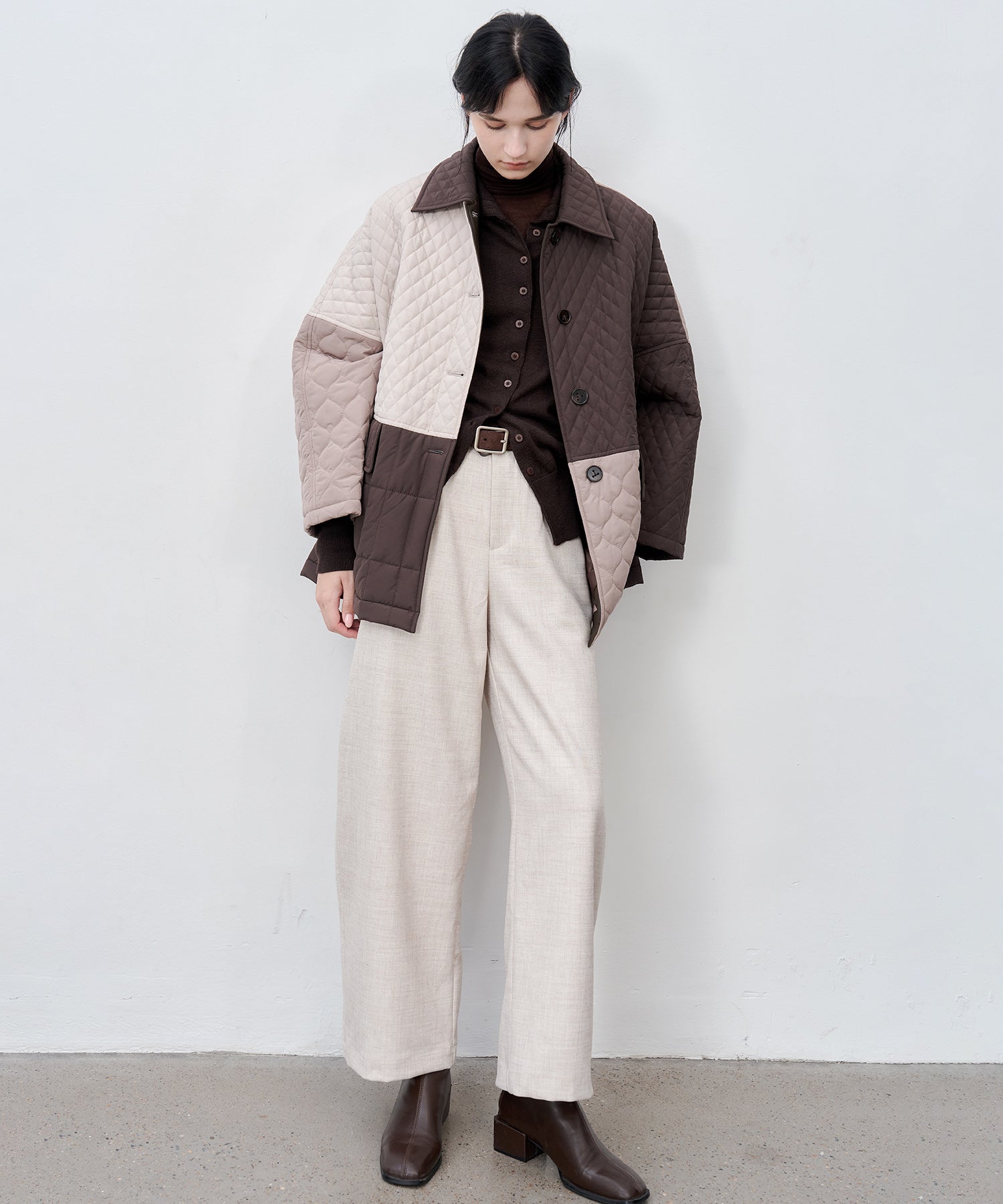 Geometric Colorblock Quilted Jacket