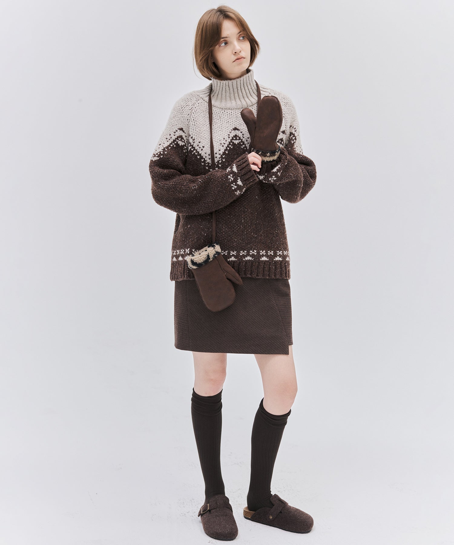 Totem Pattern Heavyweight Jacquard Turtleneck Sweater