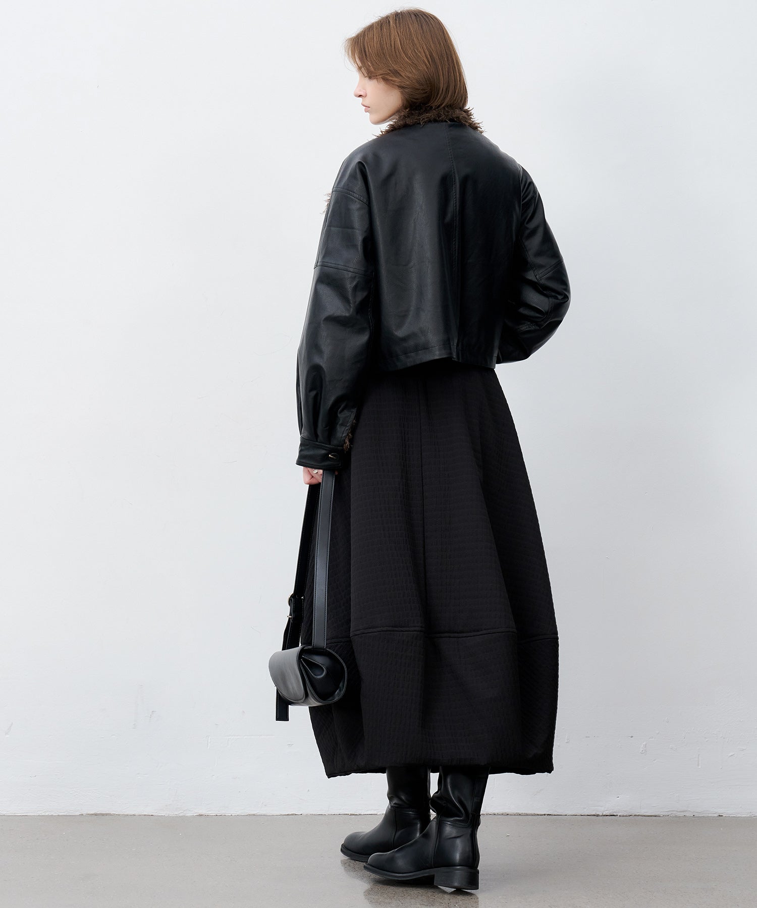 Faux Leather & Fleece Panel Short Jacket