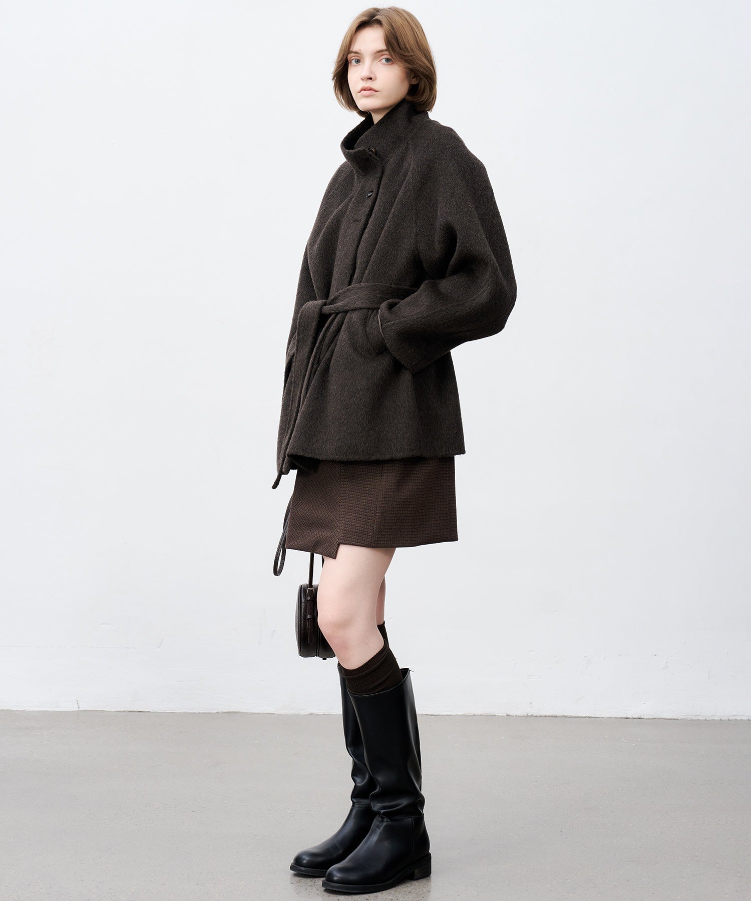 Wool Stand Collar Short Coat