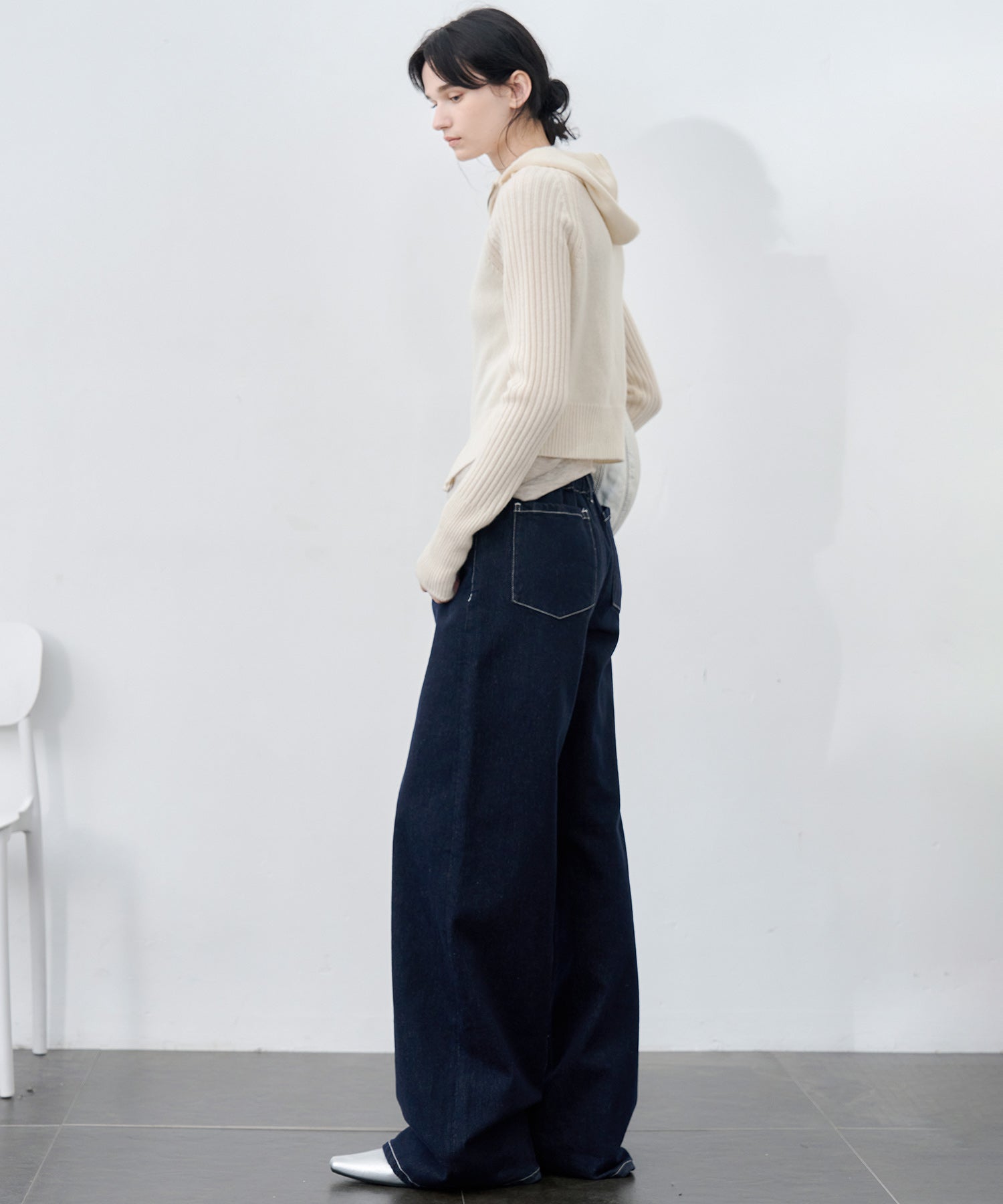 Drawstring Straight Washed Denim Pants