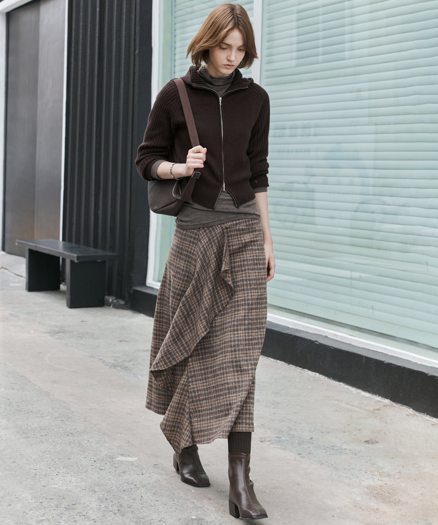 100% Wool Open Front Hooded Knit Cardigan