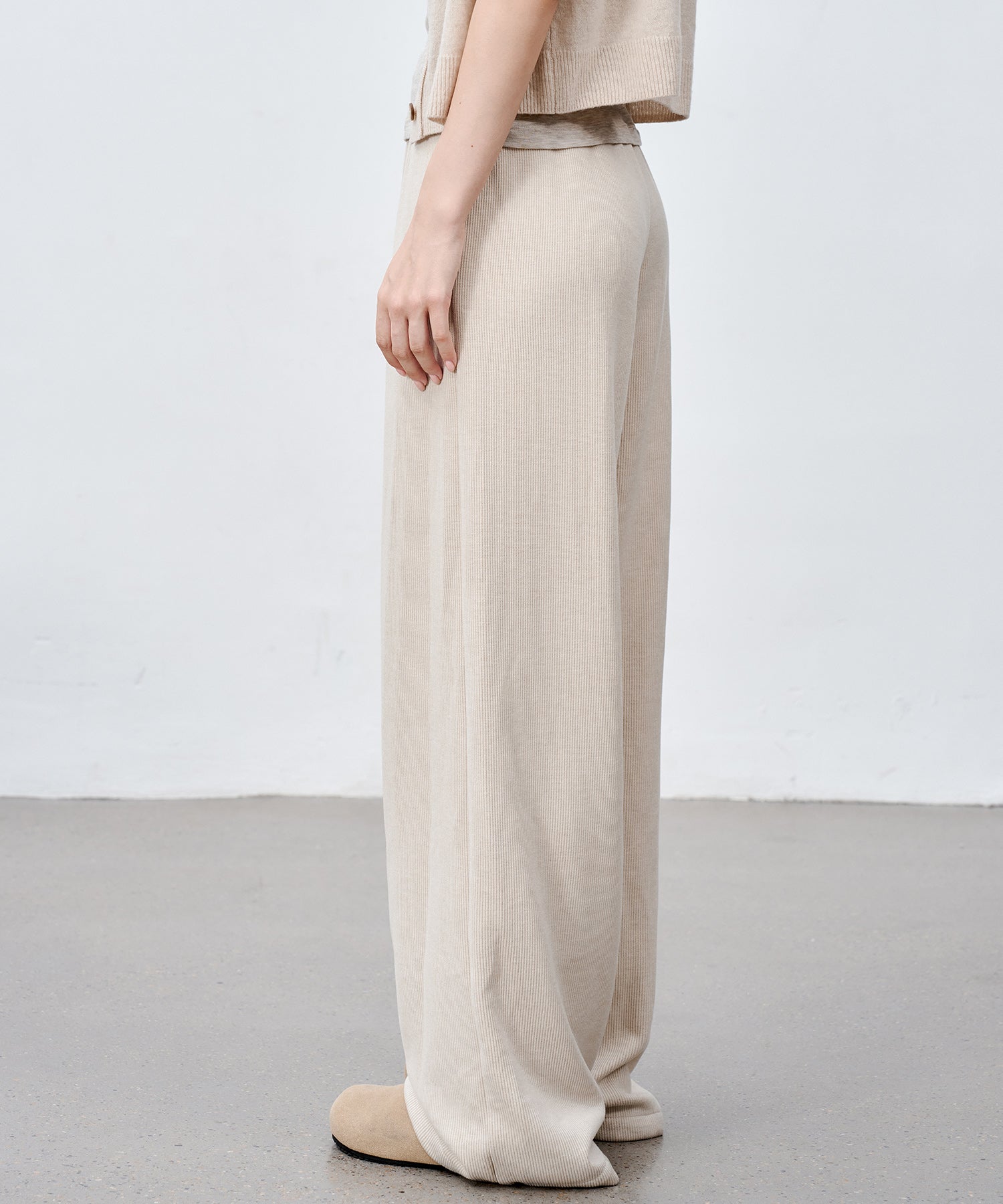 Knit Fleece Drawstring Wide Pants